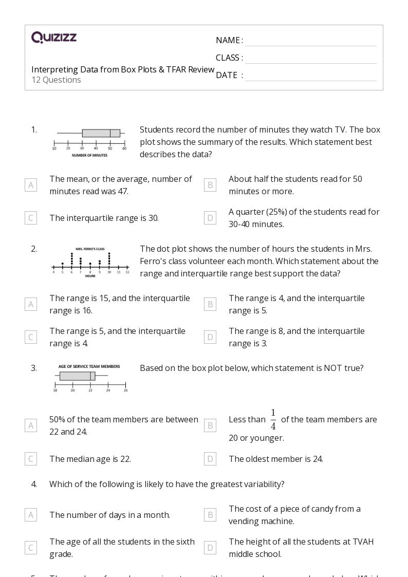50+ Box Plots worksheets for 8th Grade on Quizizz Free & Printable