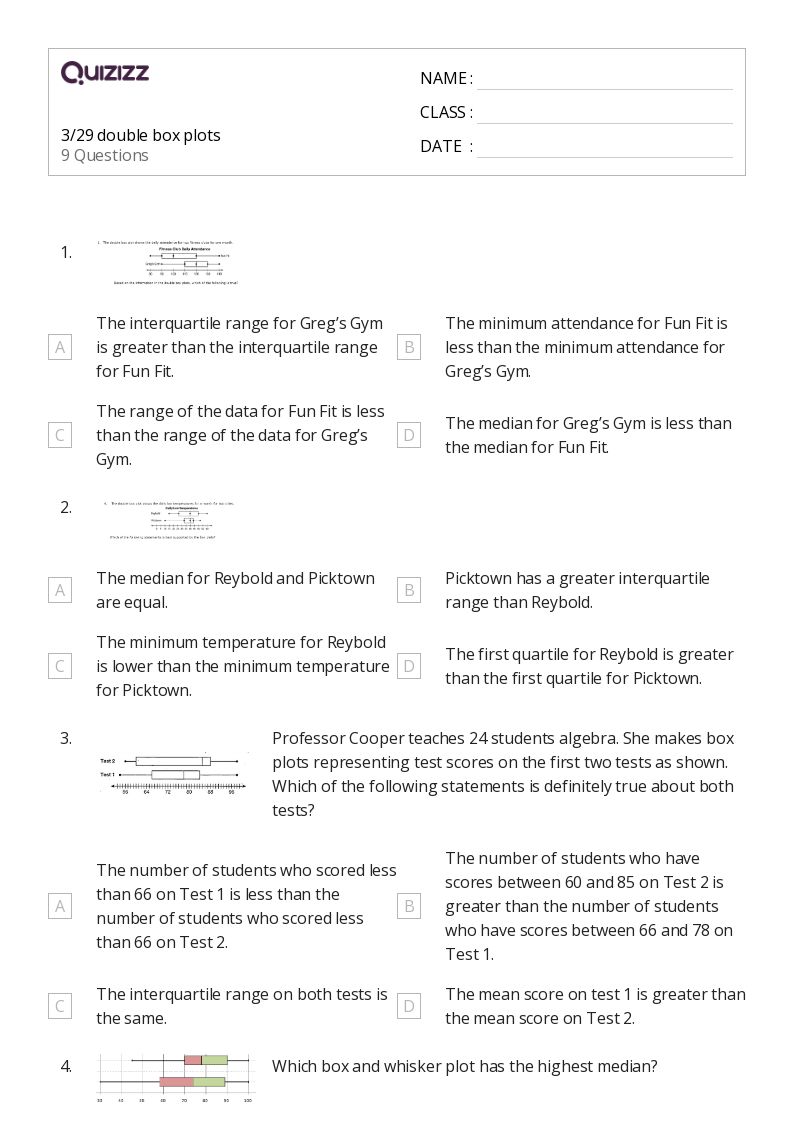 50+ Box Plots worksheets for 8th Year on Quizizz Free & Printable