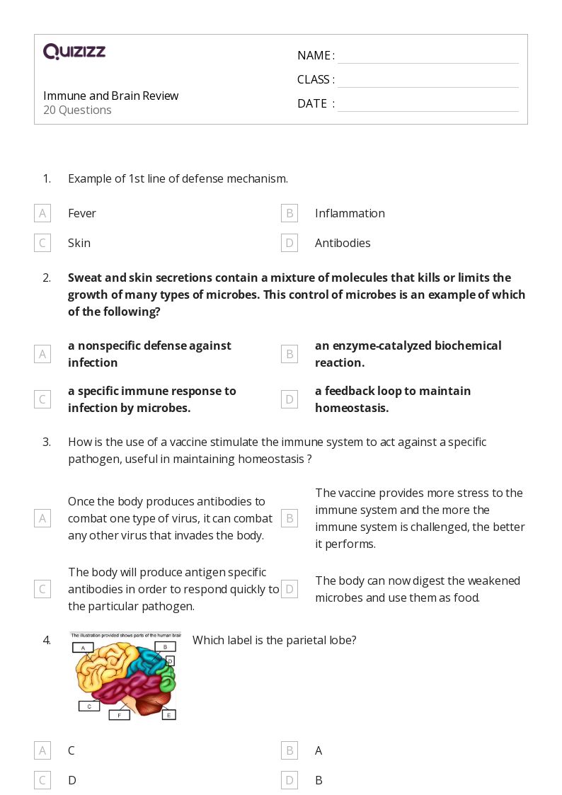 50+ the immune system worksheets on Quizizz Free & Printable