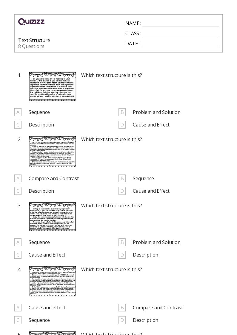 50+ Analyzing Text Structure worksheets for 5th Grade on Quizizz Free & Printable