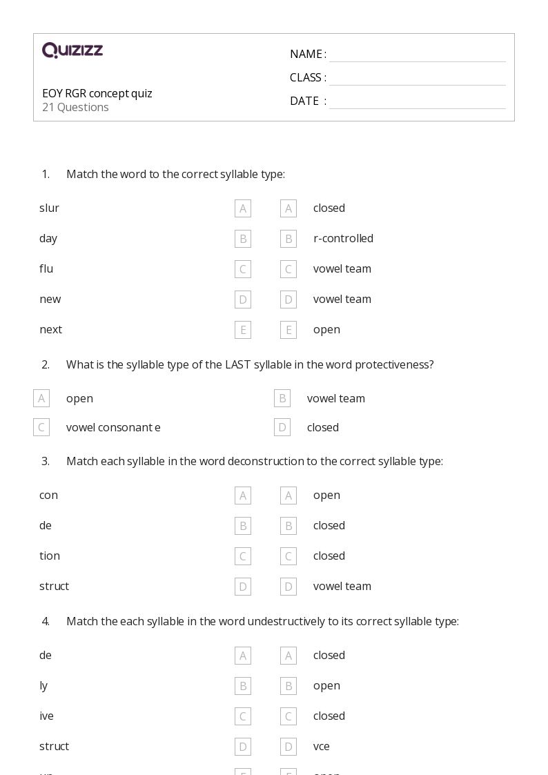 50+ Vowel Teams worksheets for 6th Class on Quizizz Free & Printable