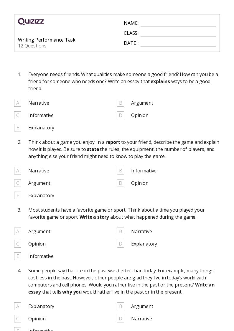 50+ Performance Tasks worksheets for 5th Grade on Quizizz Free