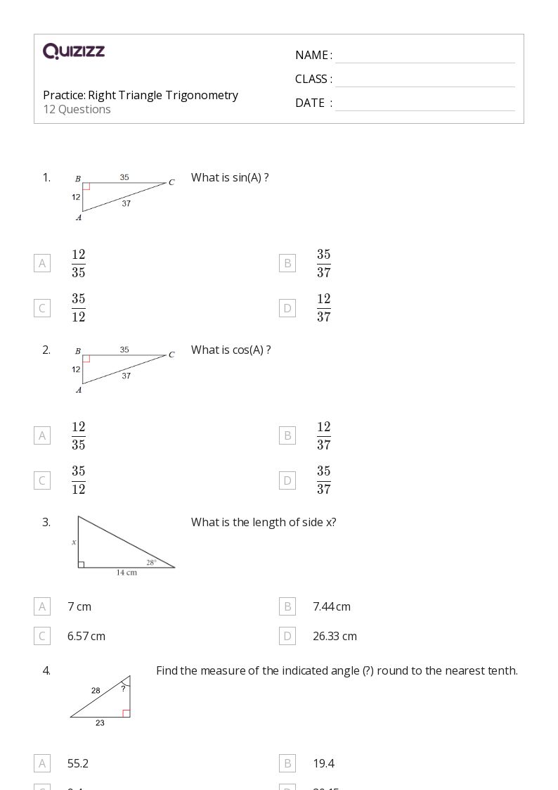 50+ Trigonometry worksheets for 11th Grade on Quizizz Free & Printable