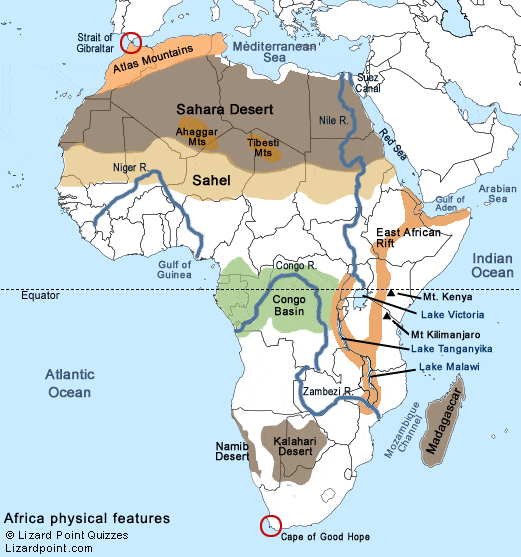 Africa Map Physical Features Quiz Africa's Physical Features 2019 Quiz Quizizz