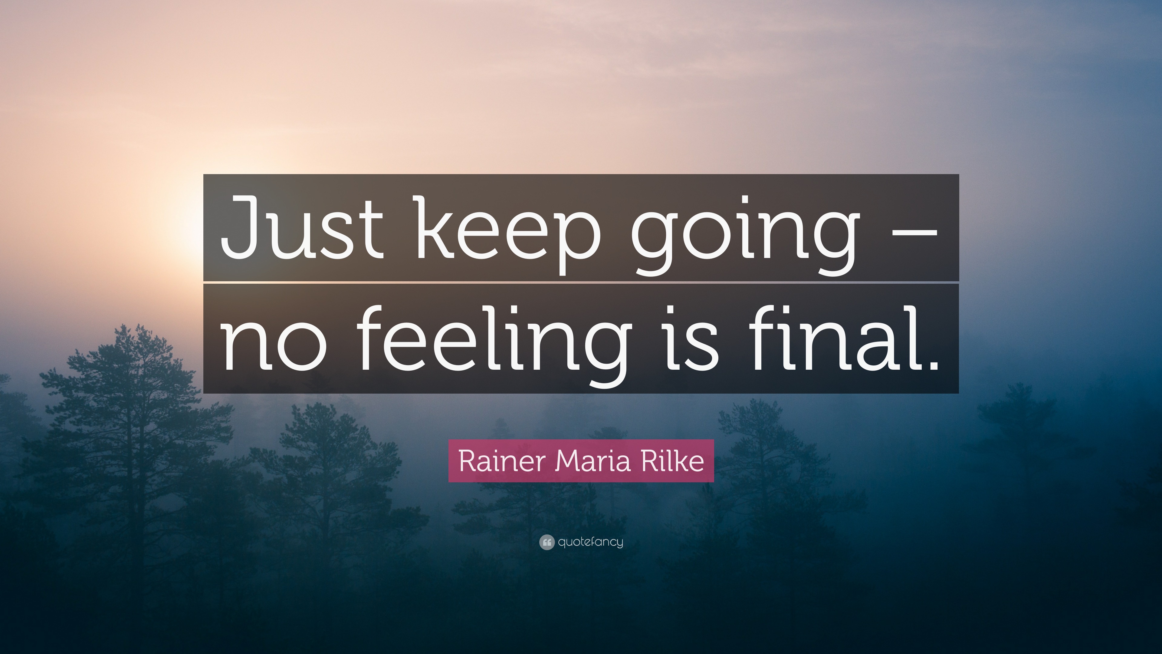 Rainer Maria Rilke Quote “Just keep going no feeling is