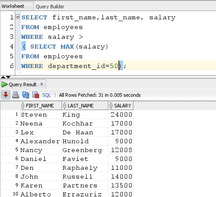 SUBQUERY in Oracle with Examples Qurosity Learning Never Stops