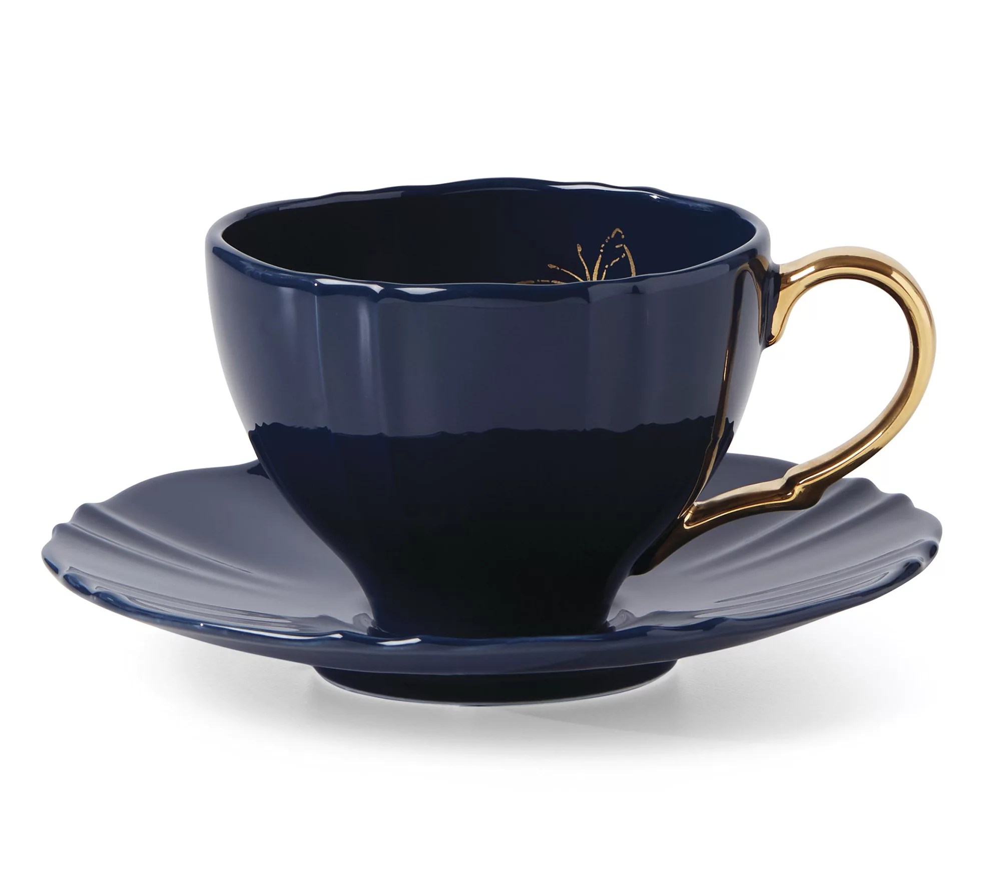 Lenox Sprig & Vine Tea Cup & Saucer Navy