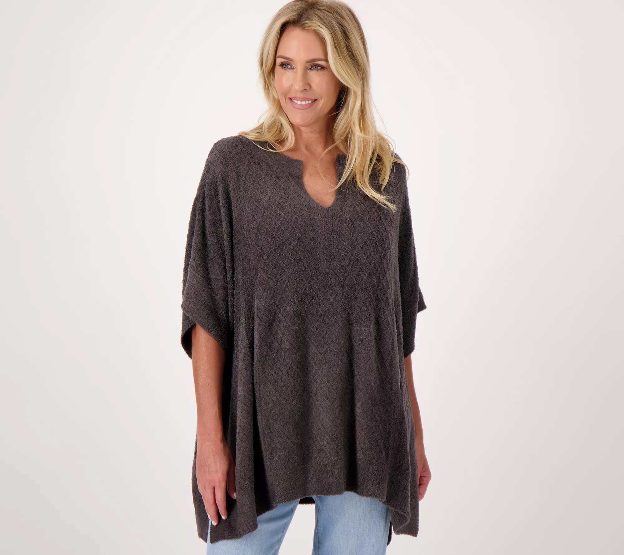 Barefoot Dreams CozyChic Lite Split Neck Diamond Poncho