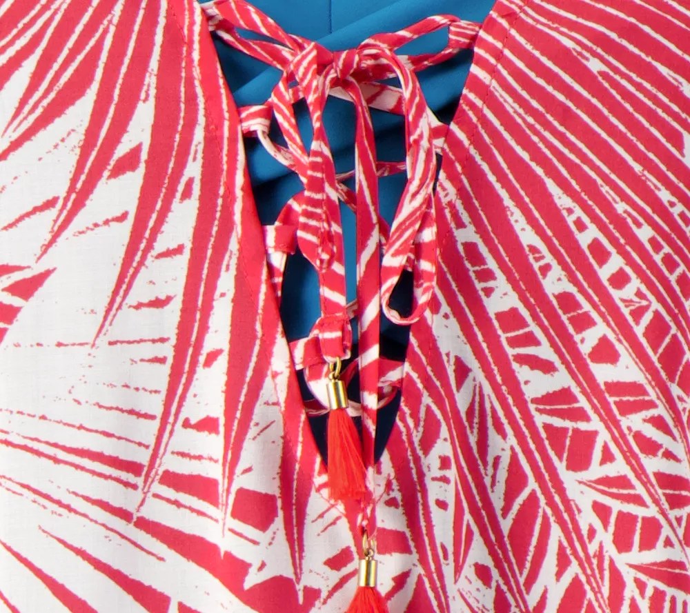 "As Is" Jantzen Short Sleeve Lace Front Woven CoverUp Dress