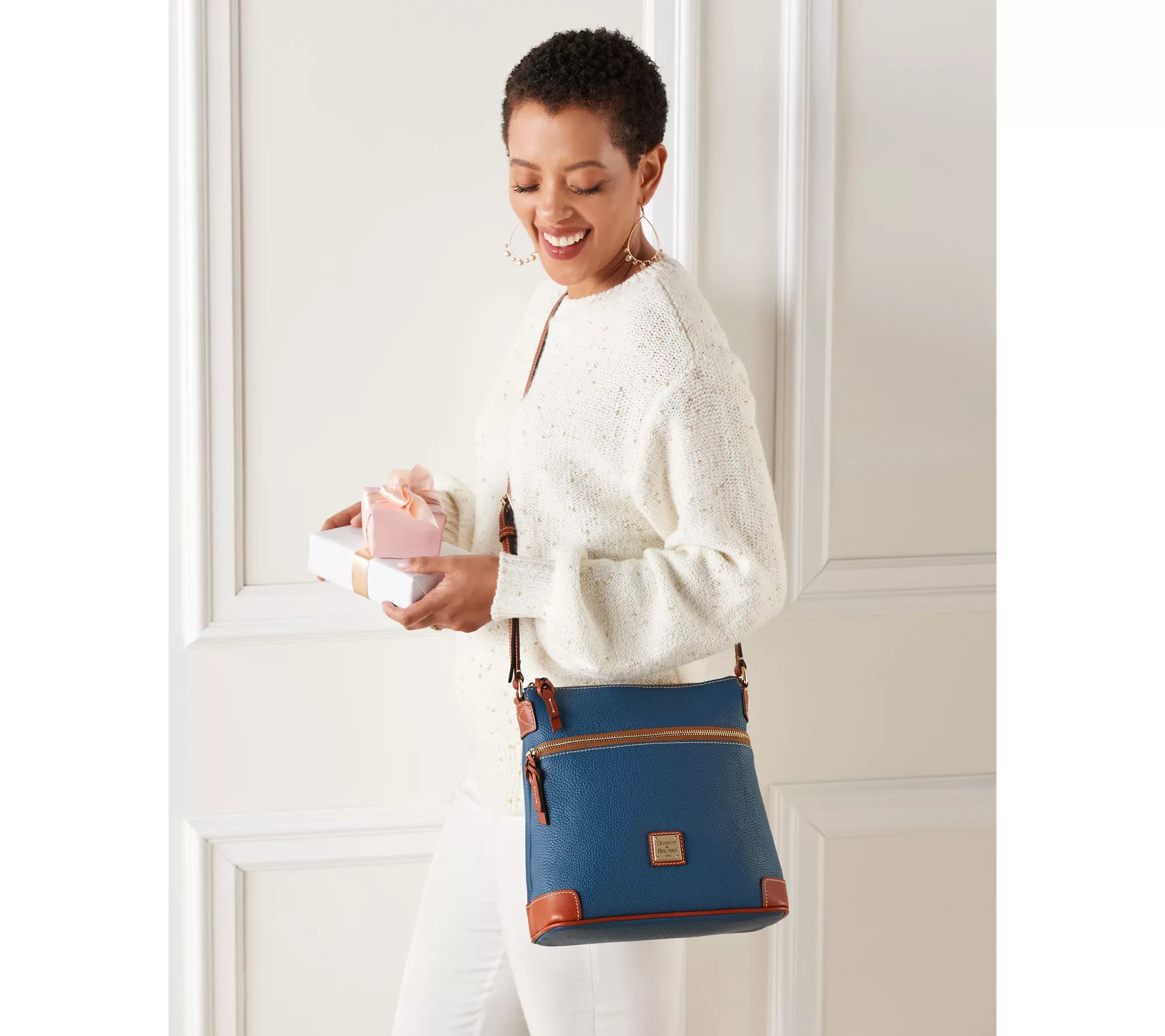 (QVC) Dooney & Bourke Pebble Leather Crossbody