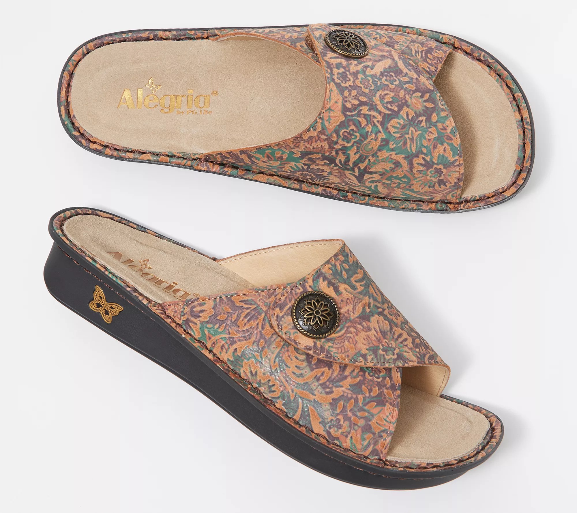 Alegria Leather Adjustable Slide Sandals Vivica