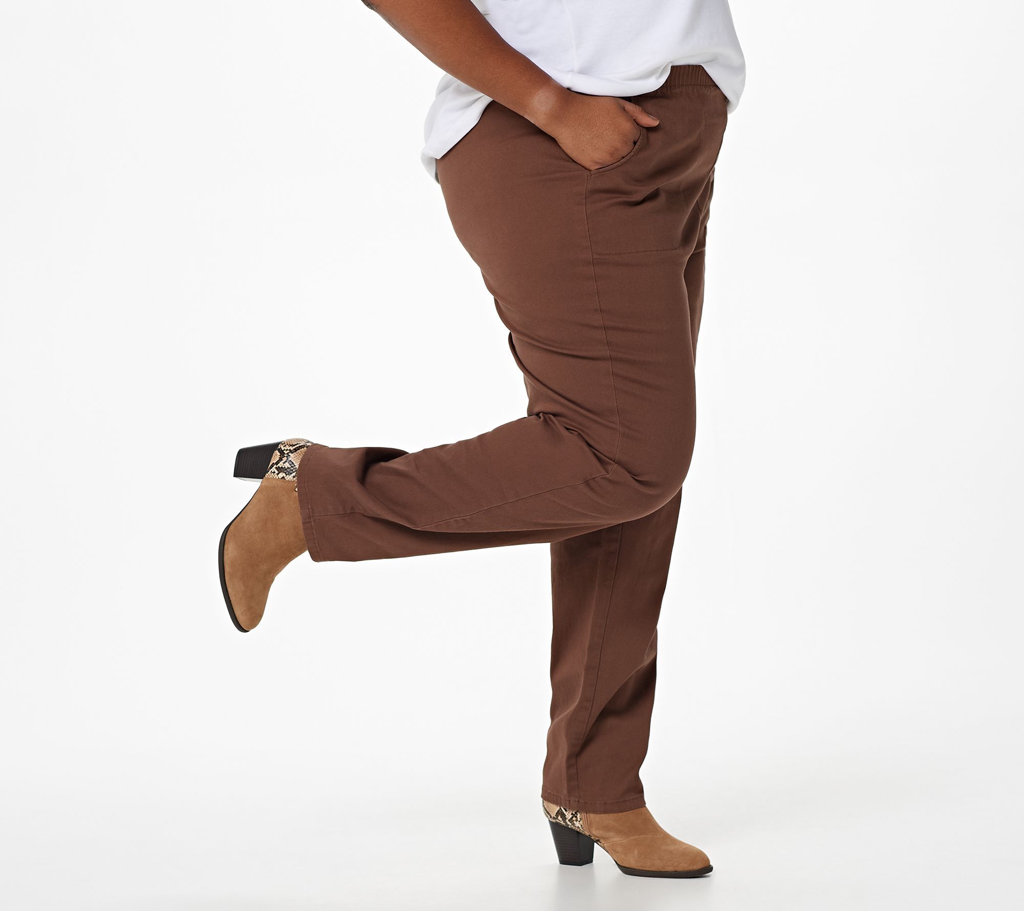 Denim & Co. Original Waist Stretch Petite Pants with Side Pockets