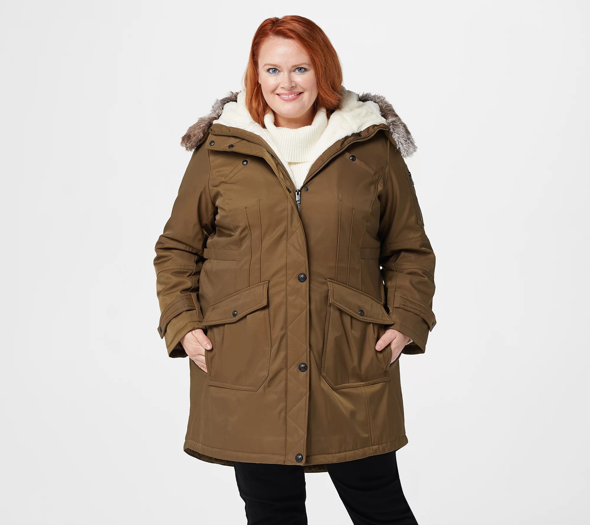 Centigrade Parka Coat with Faux Fur Details