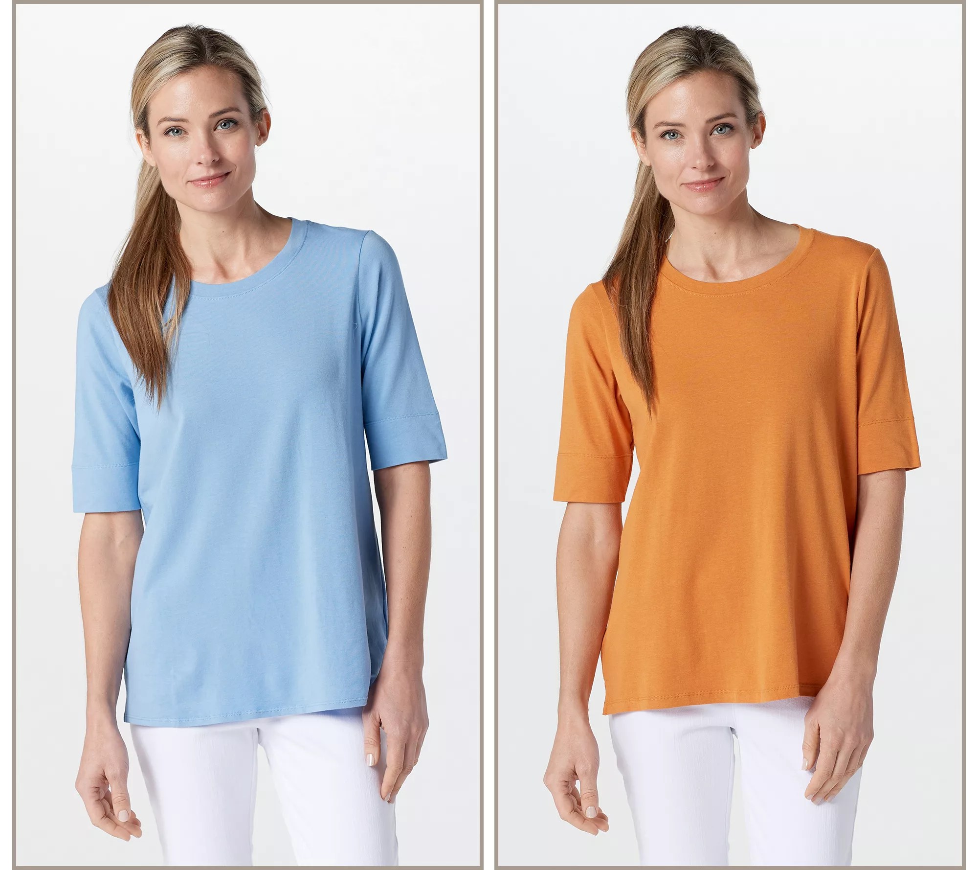 Cuddl Duds Cotton Core 2 Pack of Elbow Sleeve Tops