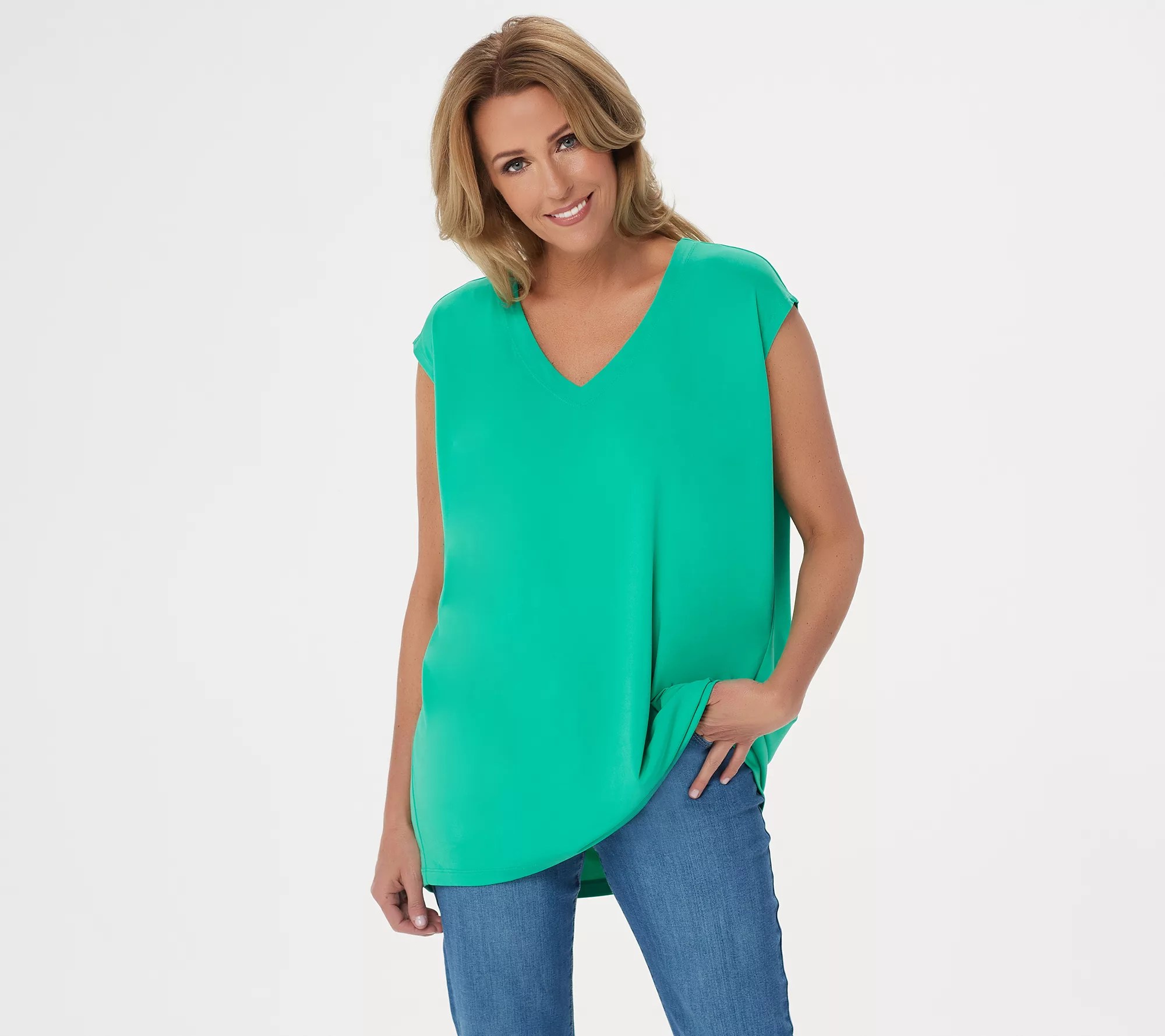 Susan Graver Modern Essentials Liquid Knit VNeck Top