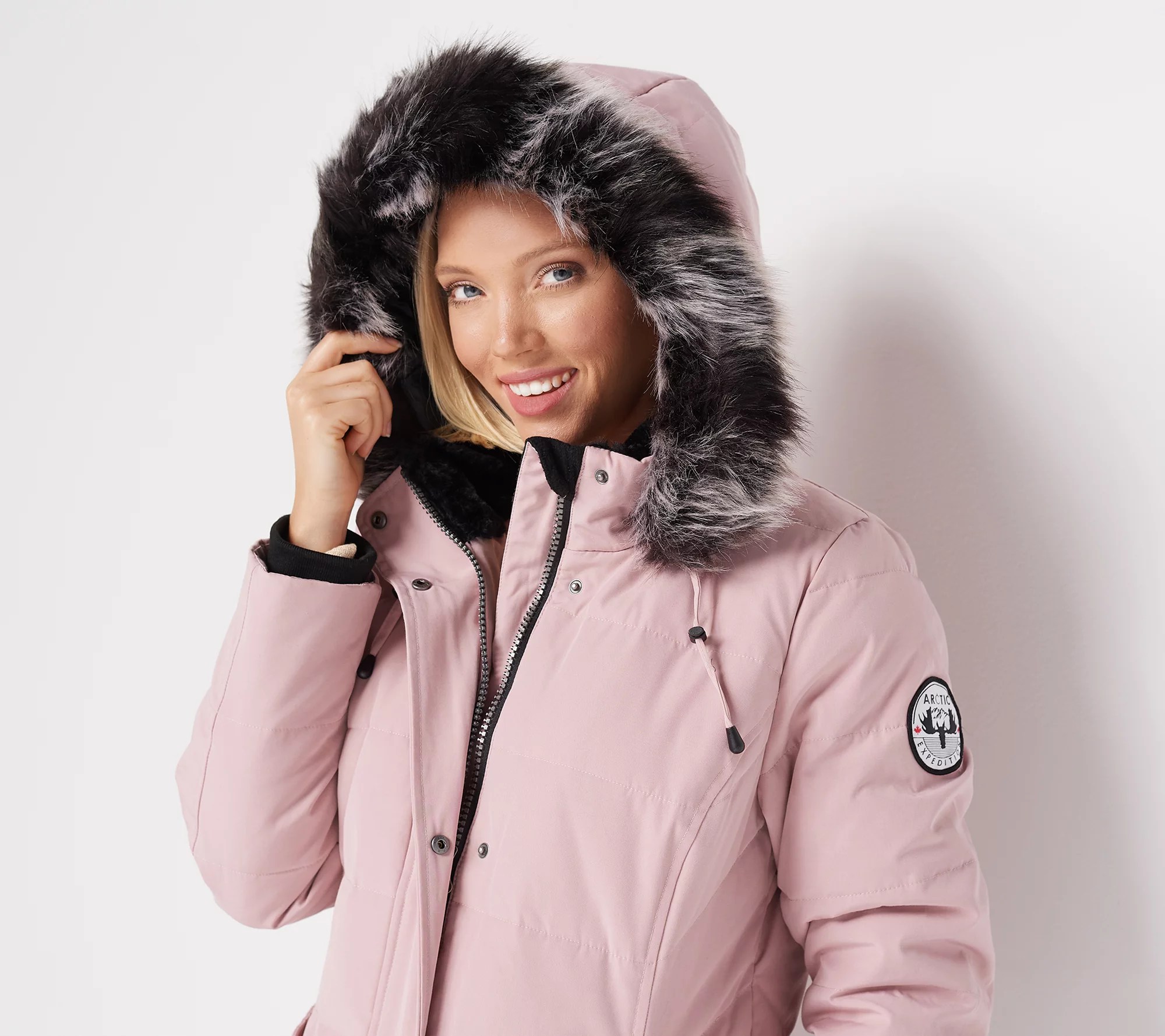 Arctic Expedition Quilted Down Coat with Removable Hood