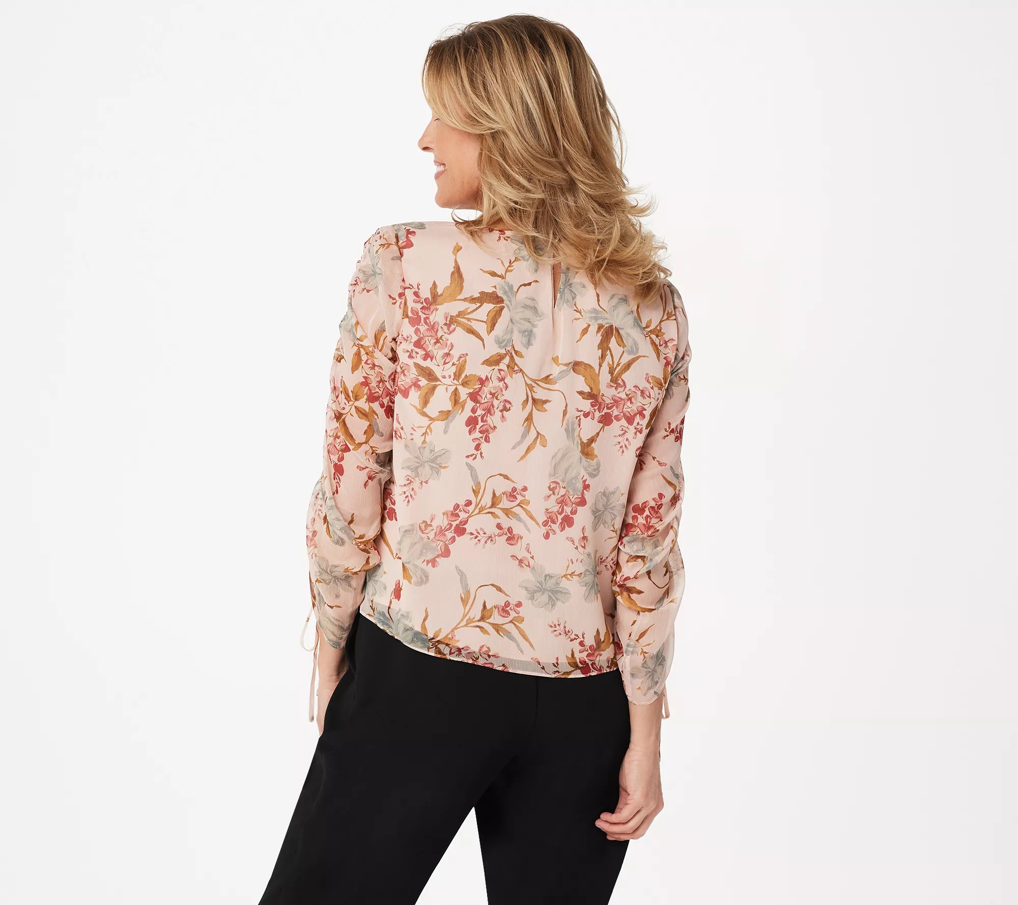 "As Is" Vince Camuto Drawstring Sleeve Wild flower Blouse