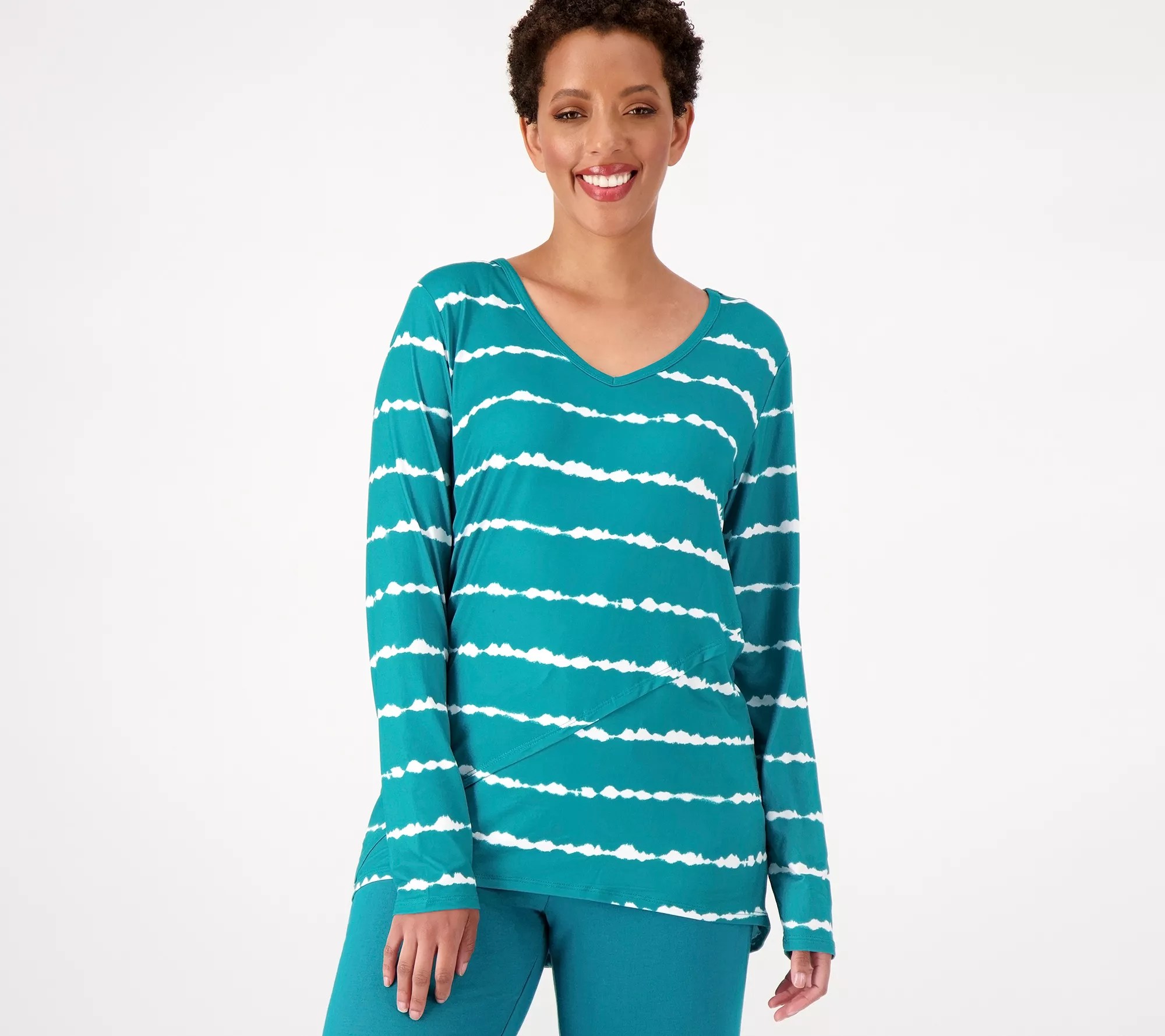 Fit 4 All by Carrie Wightman TyeDye Stripe Long Sleeve Top