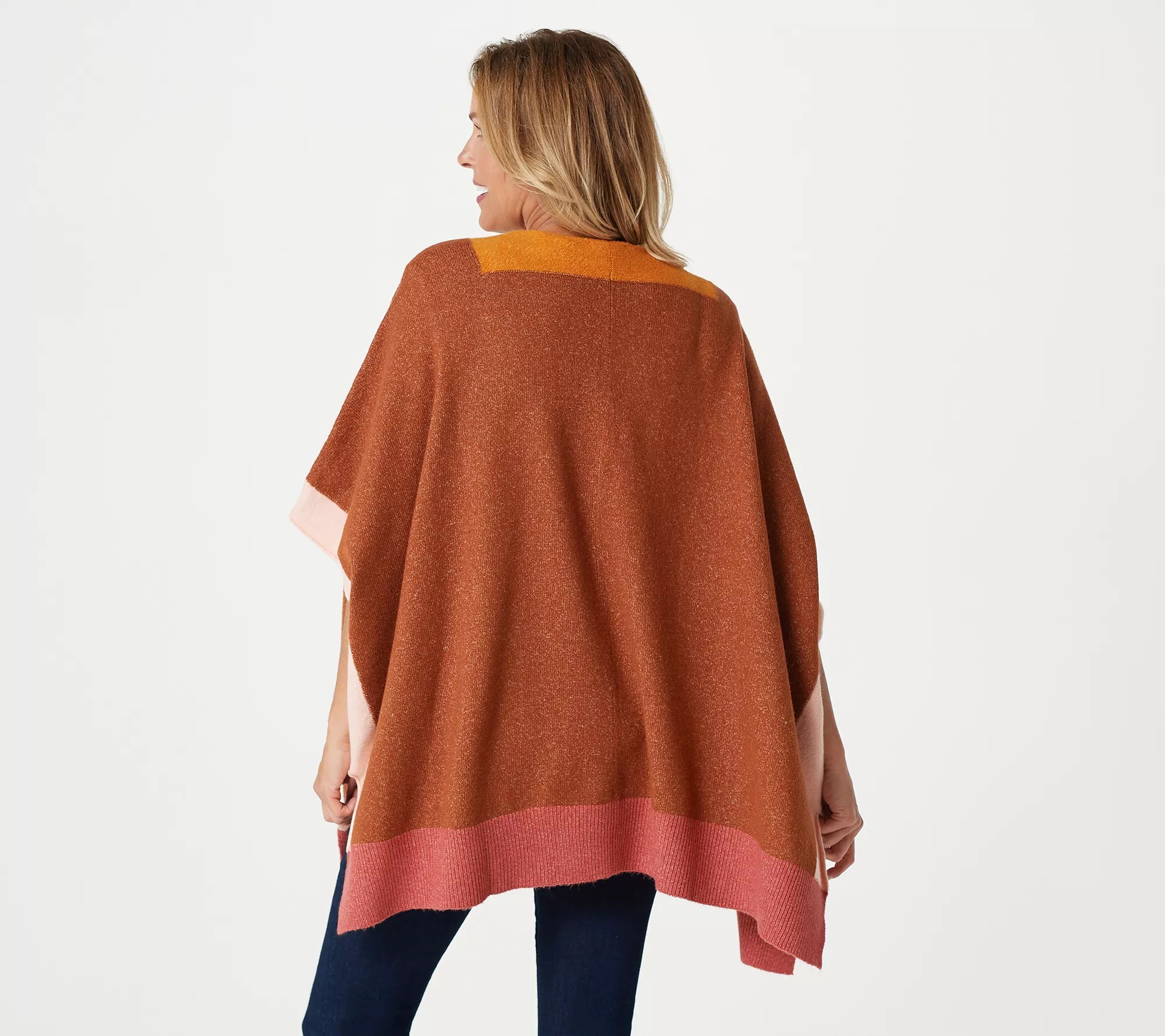 Denim & Co. Naturals Color Block OpenFront Poncho