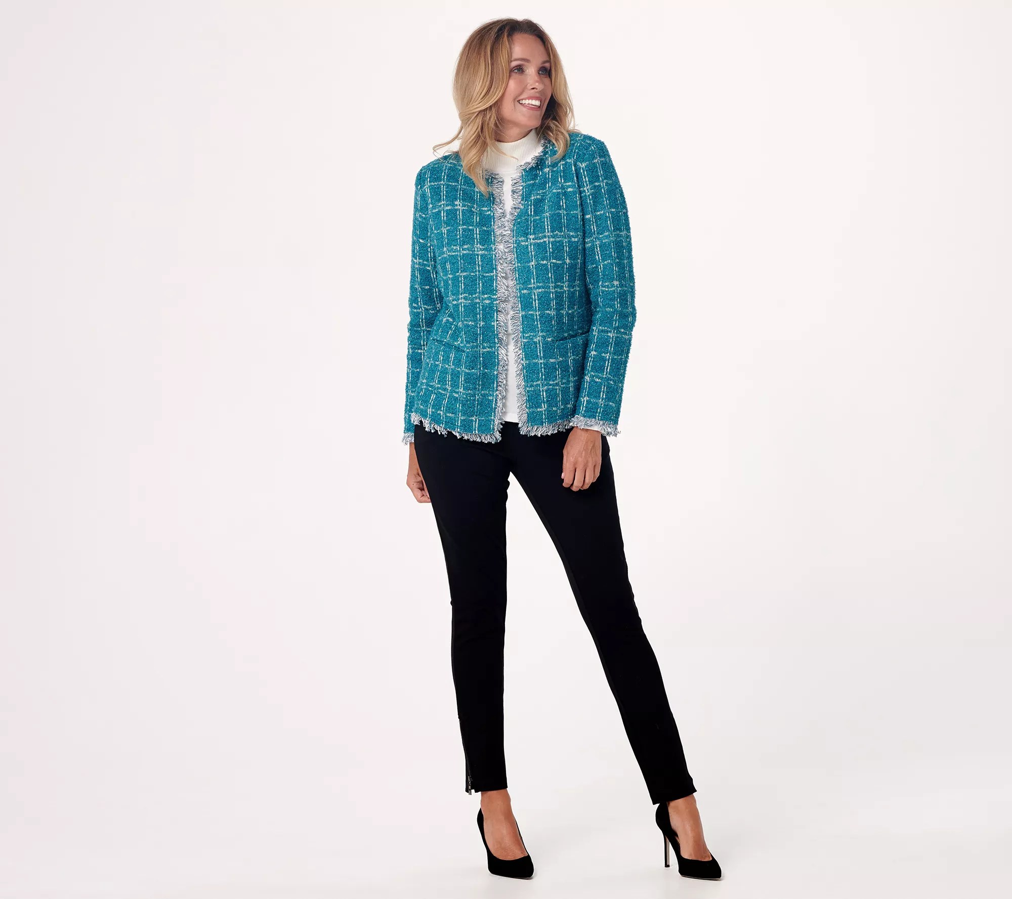 Joan Rivers 30th Anniversary Boucle Jacket w/ Fringe Edge