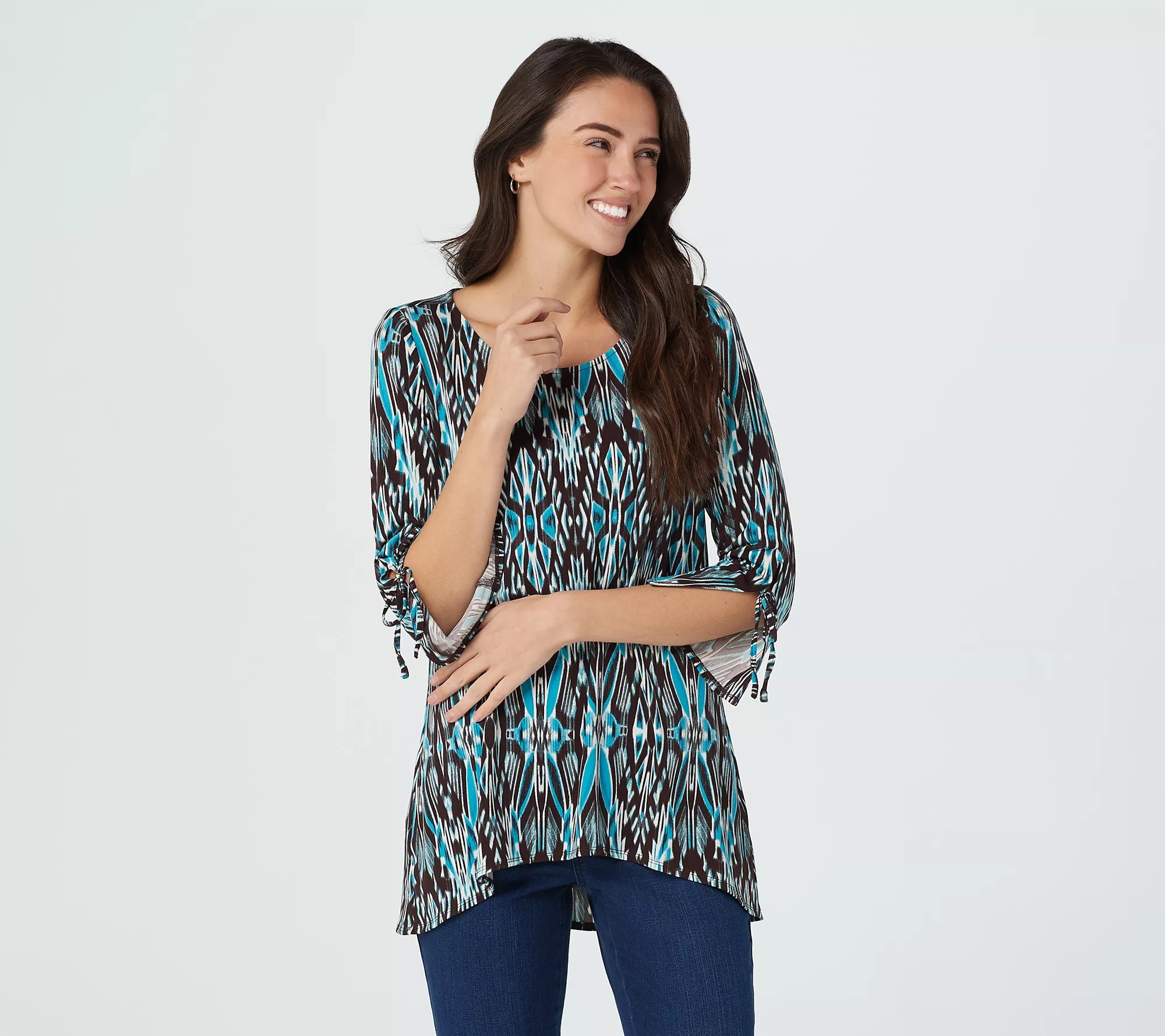 "As Is" Belle by Kim Gravel 3/4Sleeve Printed Knit Top