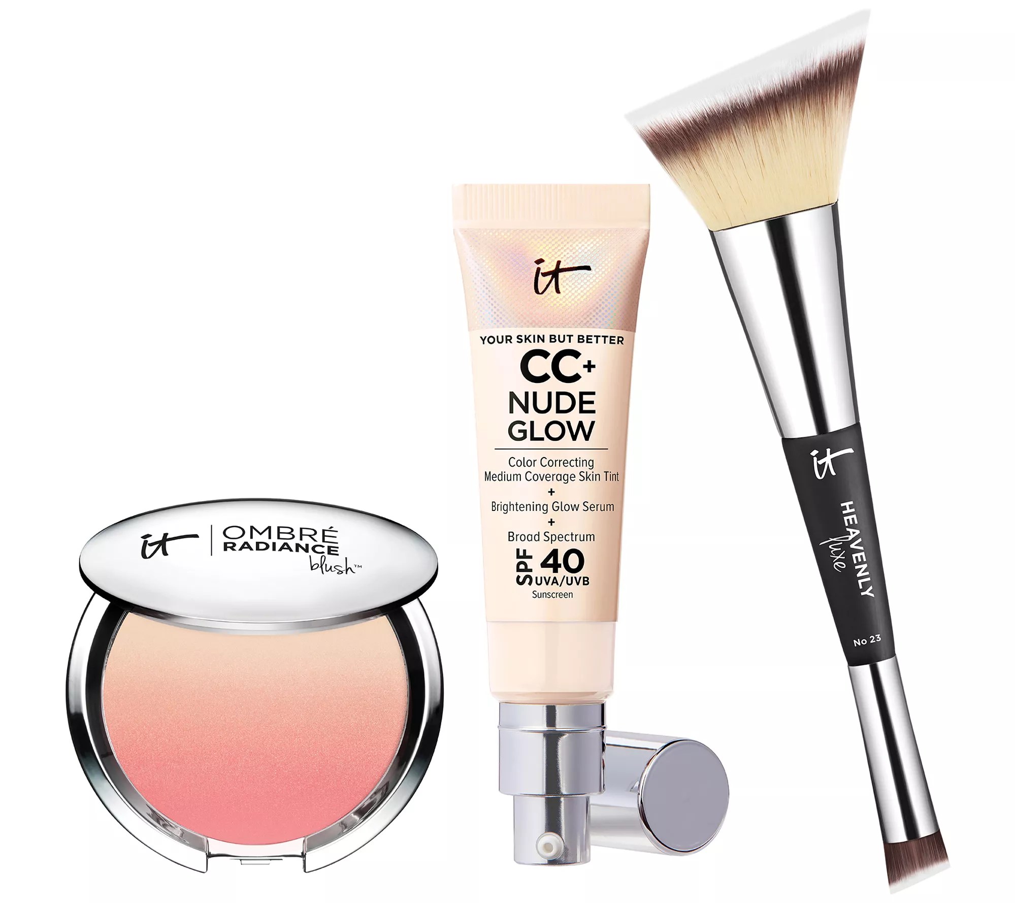 IT Cosmetics CC+ Nude Glow SPF 40 Foundation with Blush & Brush