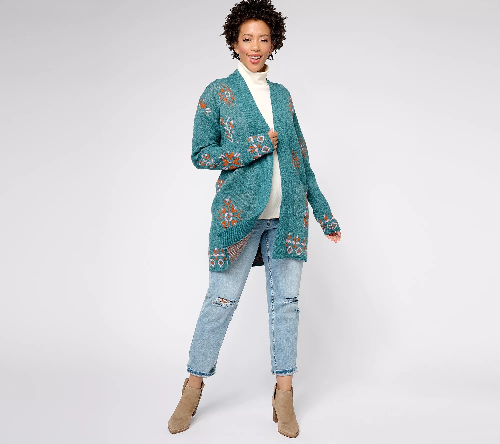 "As Is" Canyon Retreat Jacquard Sweater Cardigan