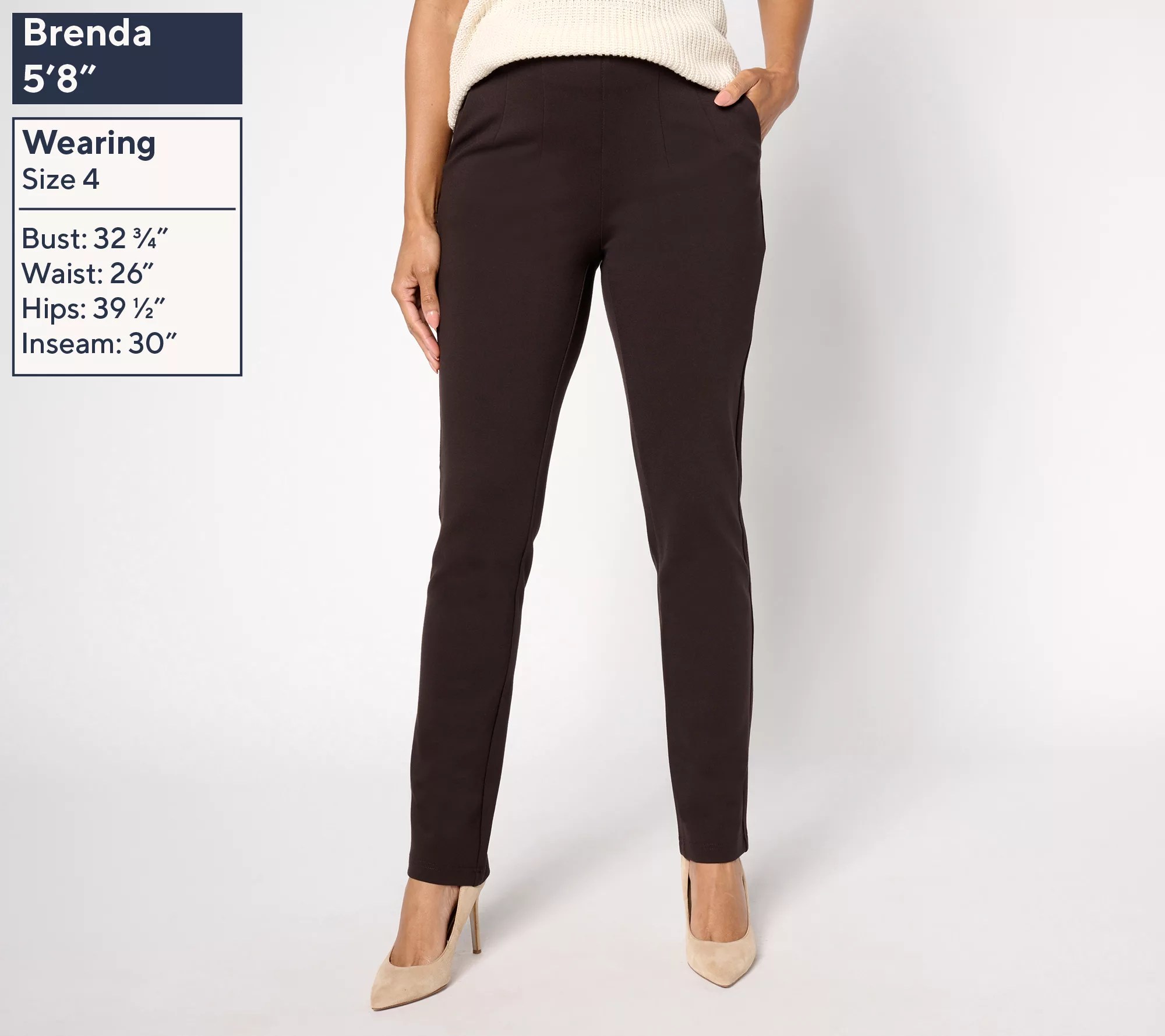 Belle by Kim Gravel Regular Ponte Hollywood Waist Full Length Pants