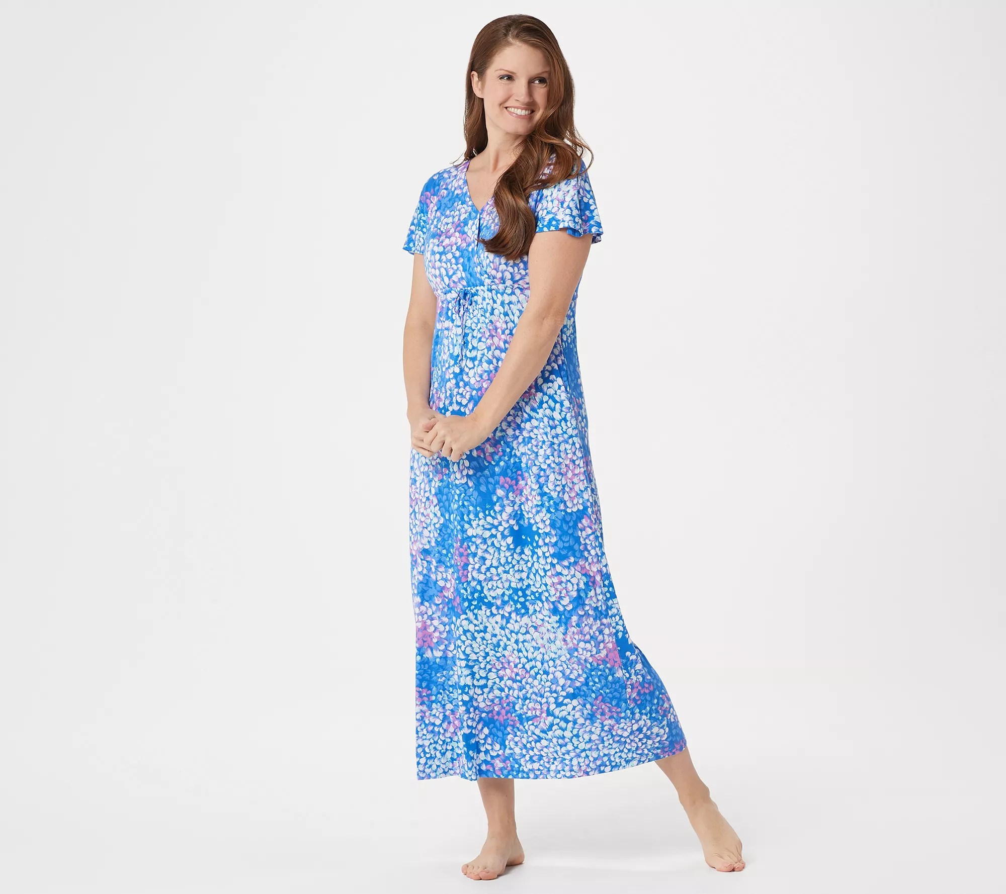 Carole Hochman Abstract Hydrangea Rayon Spandex Lounge Dress