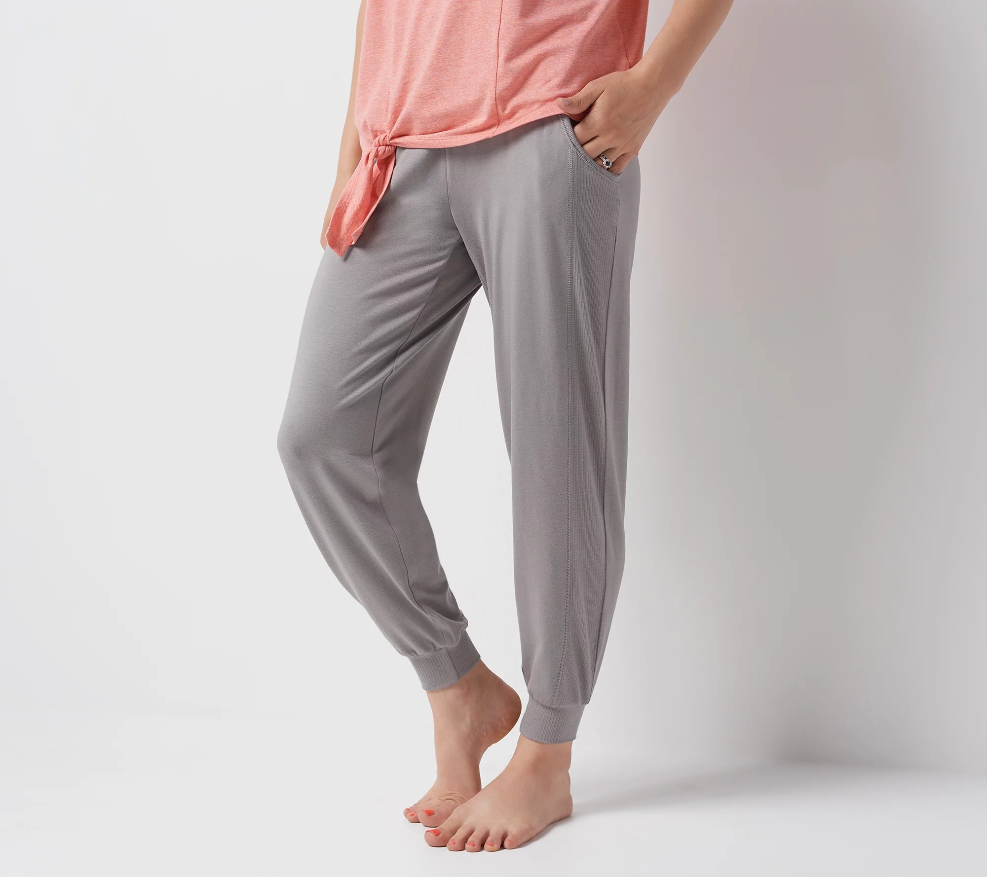 AnyBody Regular Cozy Knit Ribbed Jogger Pants