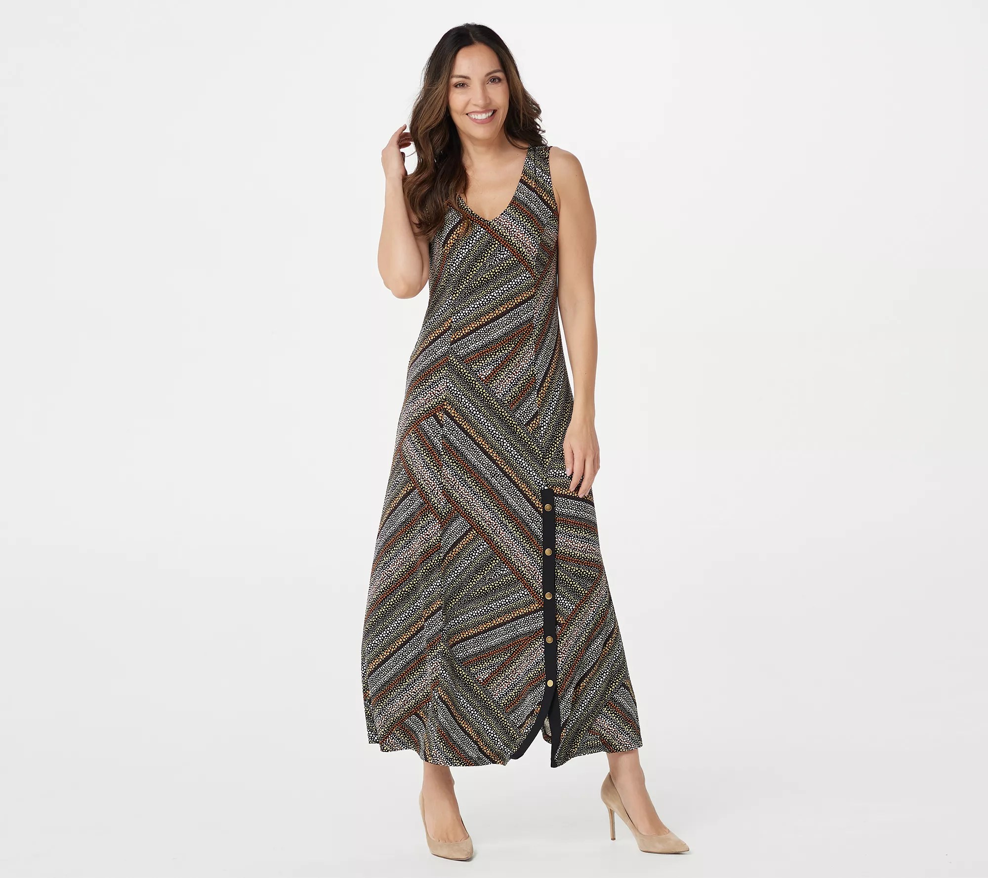 "As Is" Susan Graver Solid or Printed Liquid Knit Maxi Dress