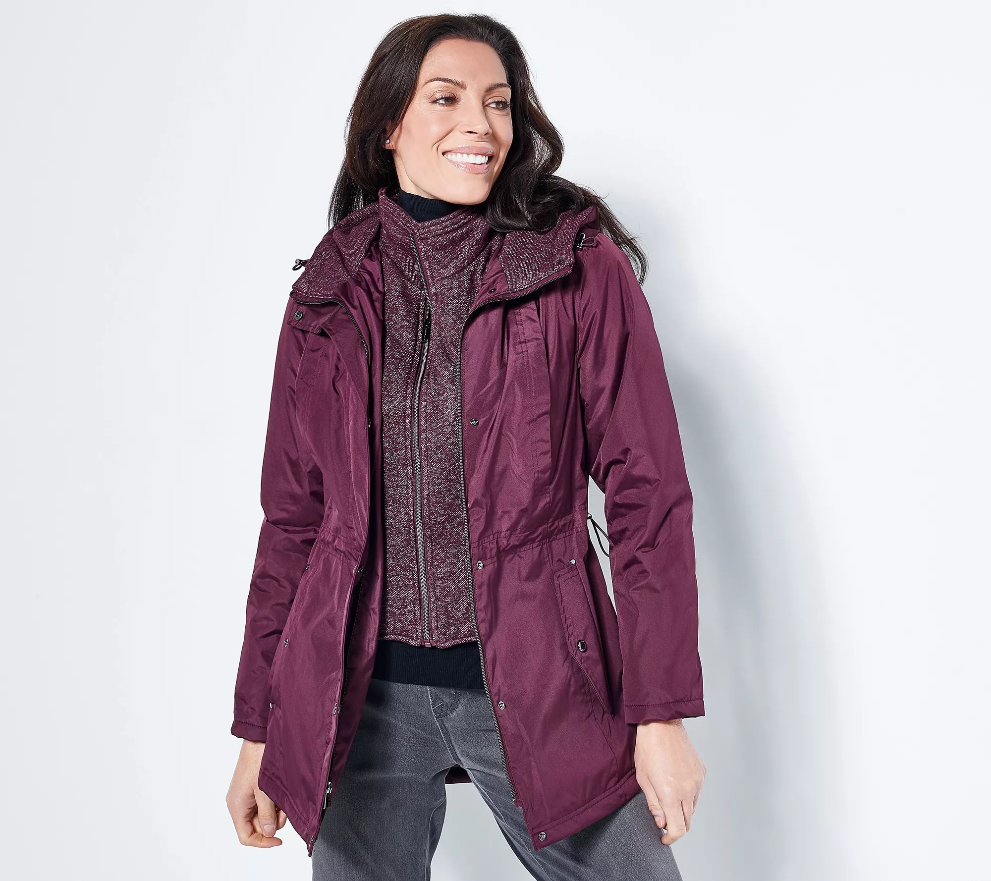 Susan Graver Water Resistant Anorak Jacket with Fleece Lining