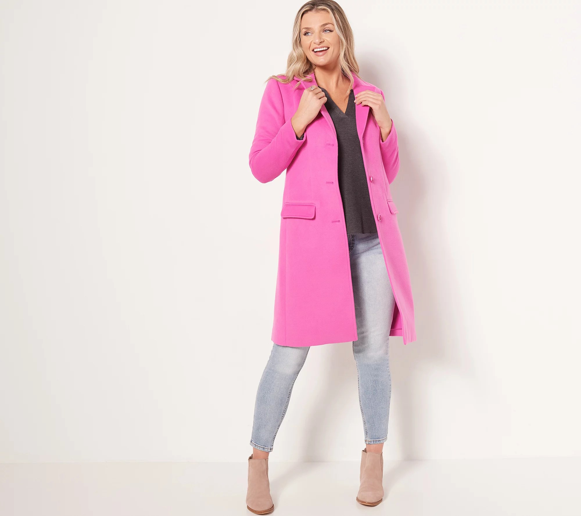 Candace Cameron Bure Regular ButtonFront Tailored Coat