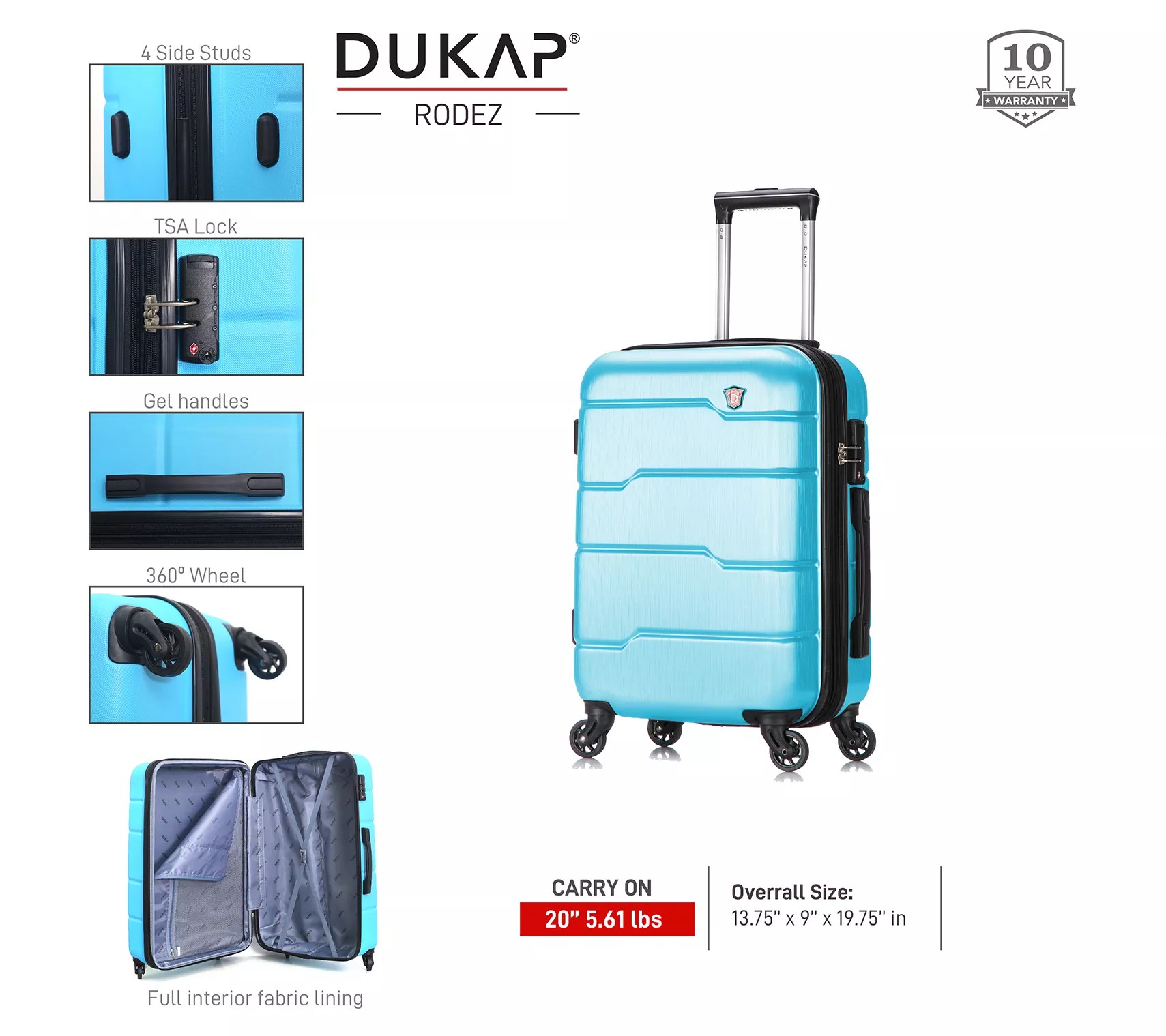 DUKAP Rodez Lightweight Carry On Hardside Spinner 20''