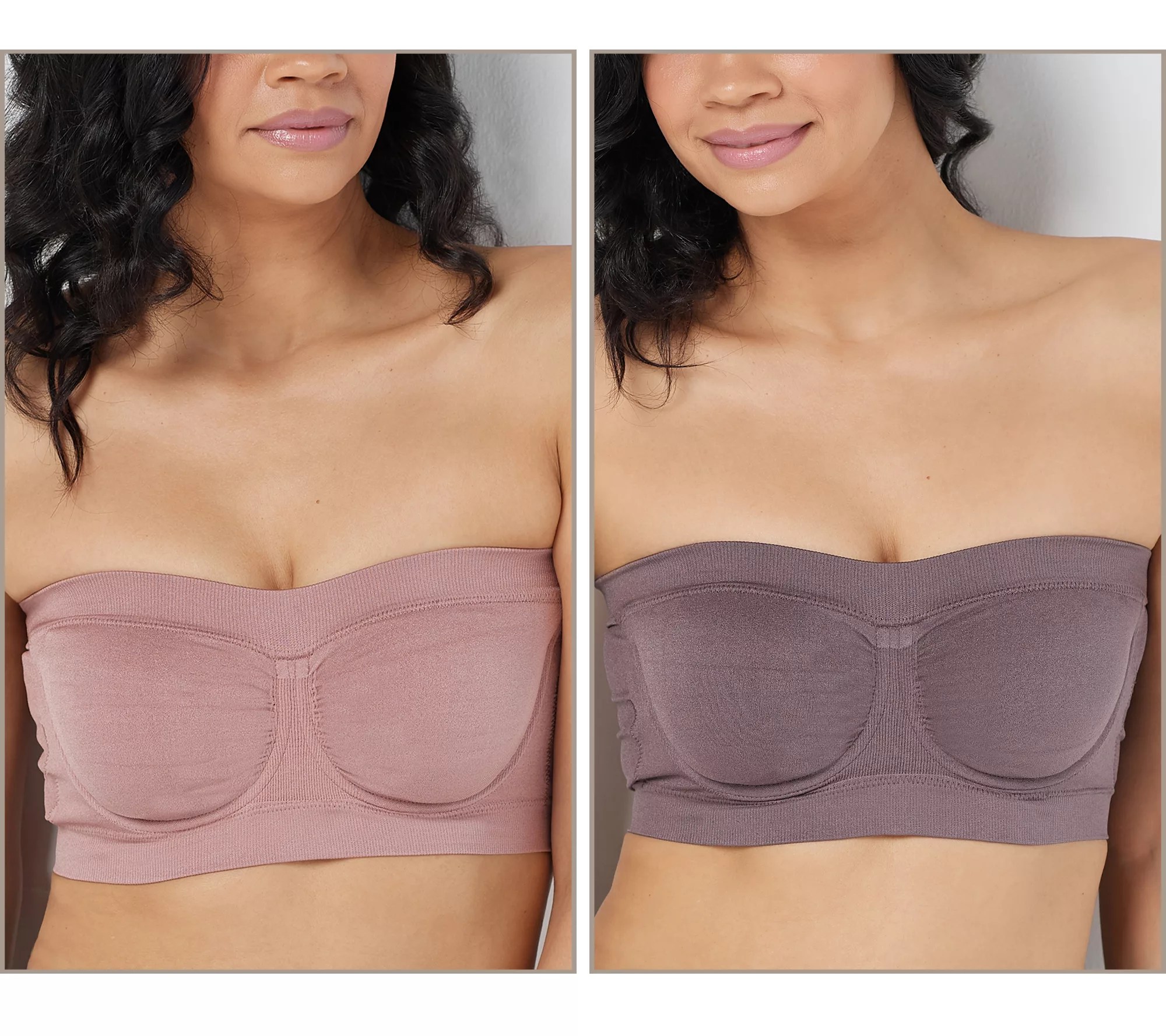 (QVC) Q2 Breezies Set of 2 Strapless Underwire Bandeau Bras
