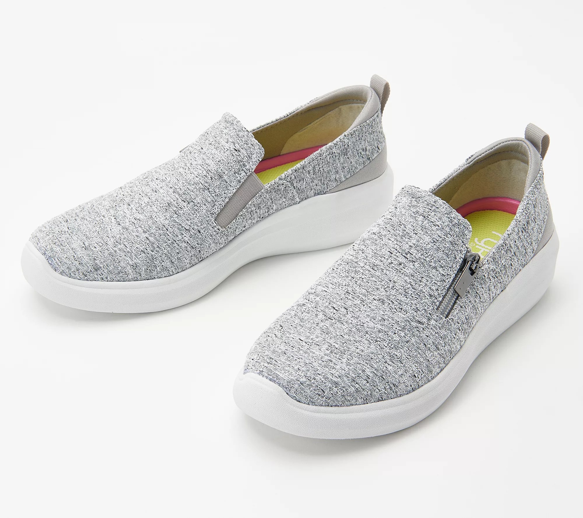 "As Is" Ryka SlipOn Shoes with Zip Detail Ally Tweed