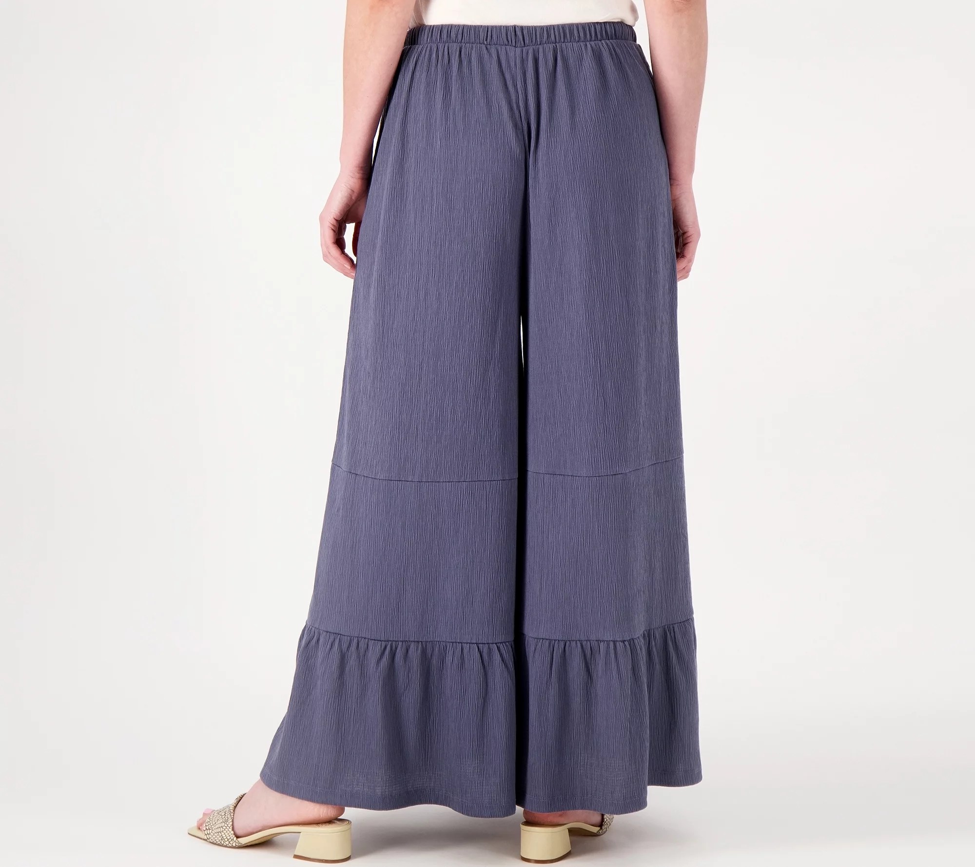 Peace Love World Regular Knit Gauze Tiered Wide Leg Pant
