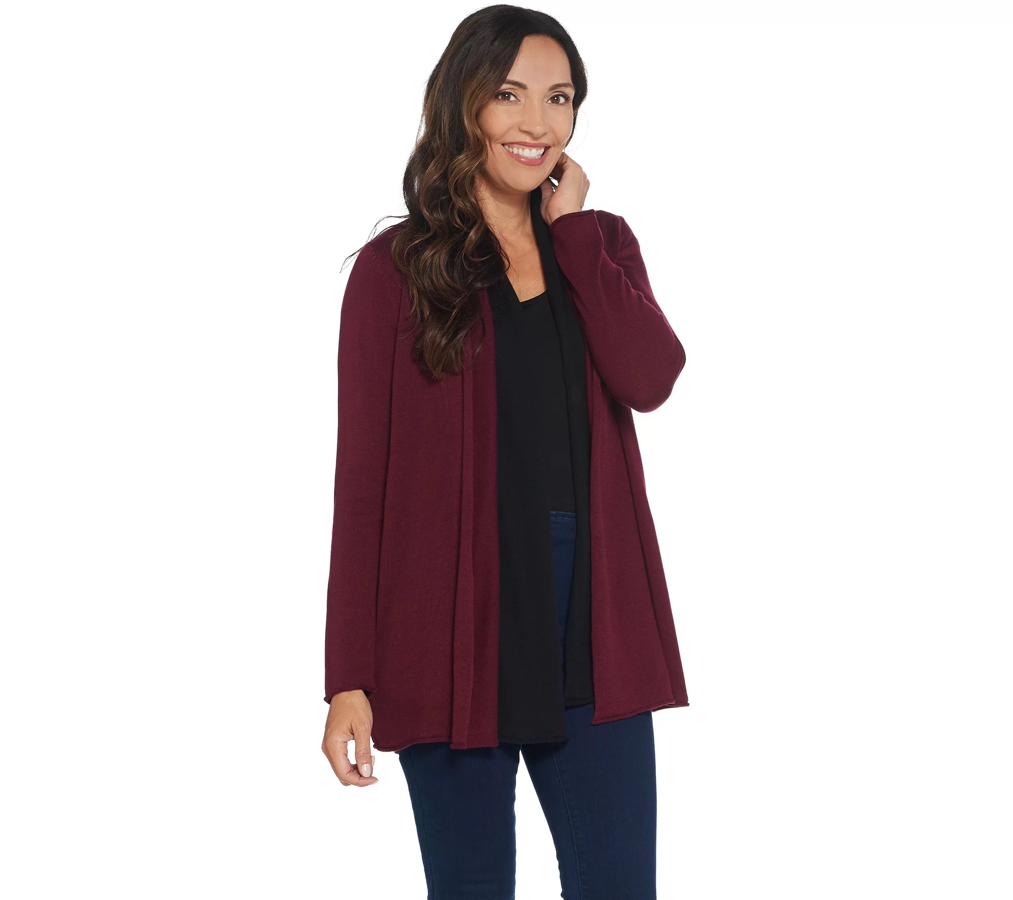 Laurie Felt Two Toned Cashmere Blend Cardigan Sweater