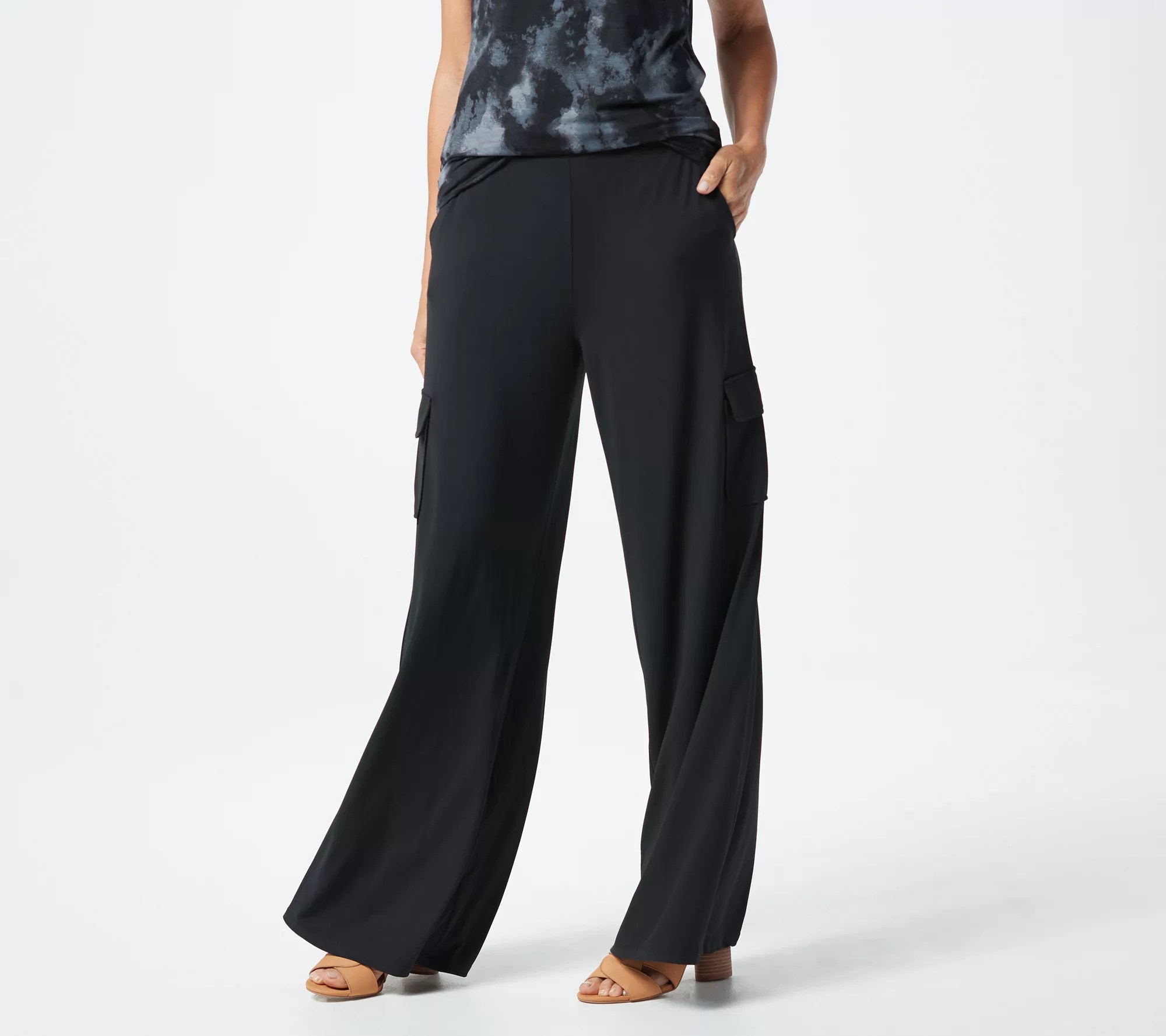 "As Is" Lisa Rinna Collection Tall PullOn Wide Leg Cargo Pants