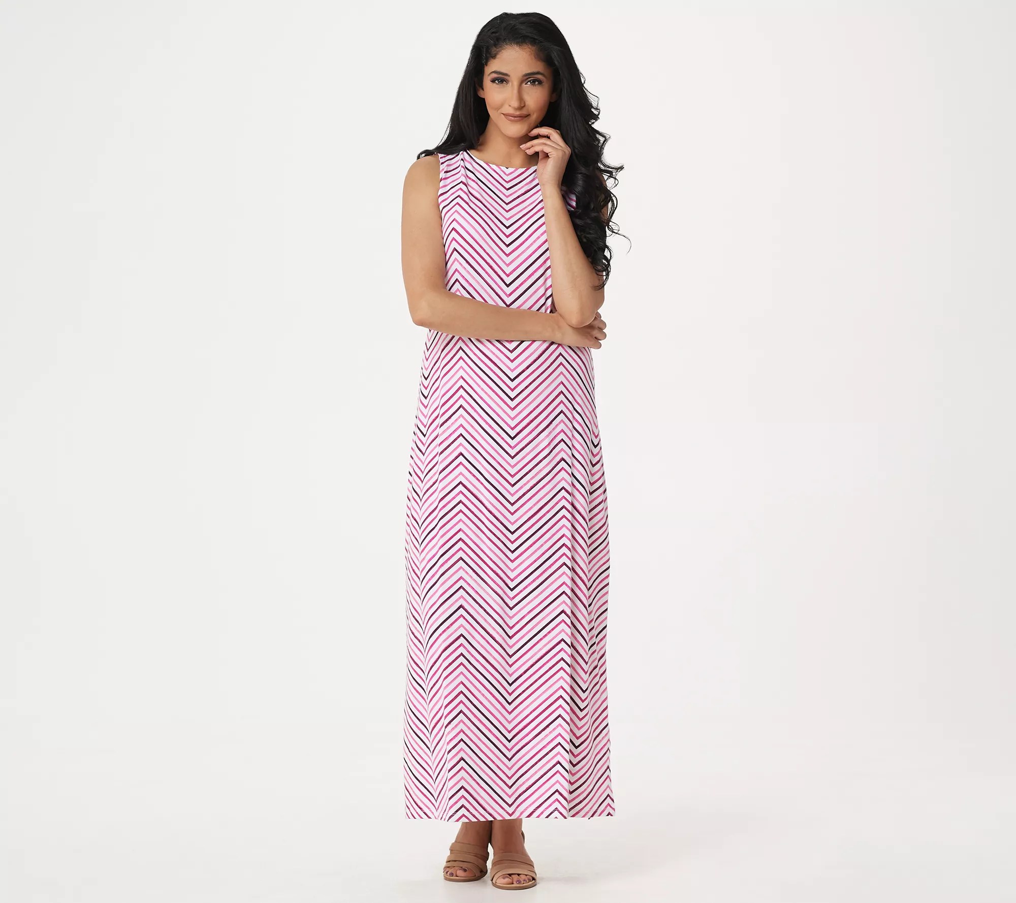 "As Is" Denim & Co. Regular Printed Jersey Sleeveless Maxi Dress