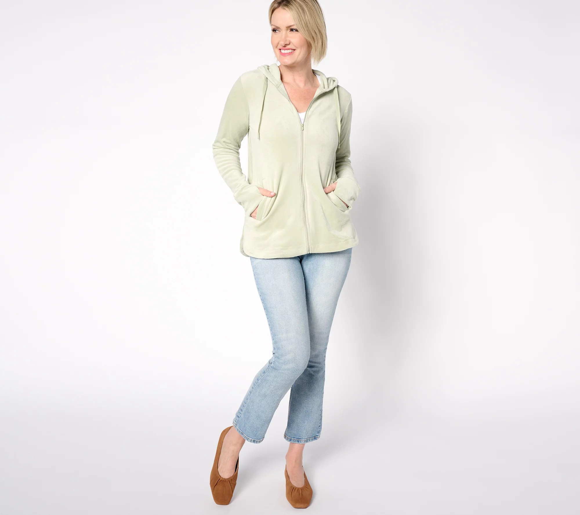 Cuddl Duds Double Plush Velour Full Zip Hoodie