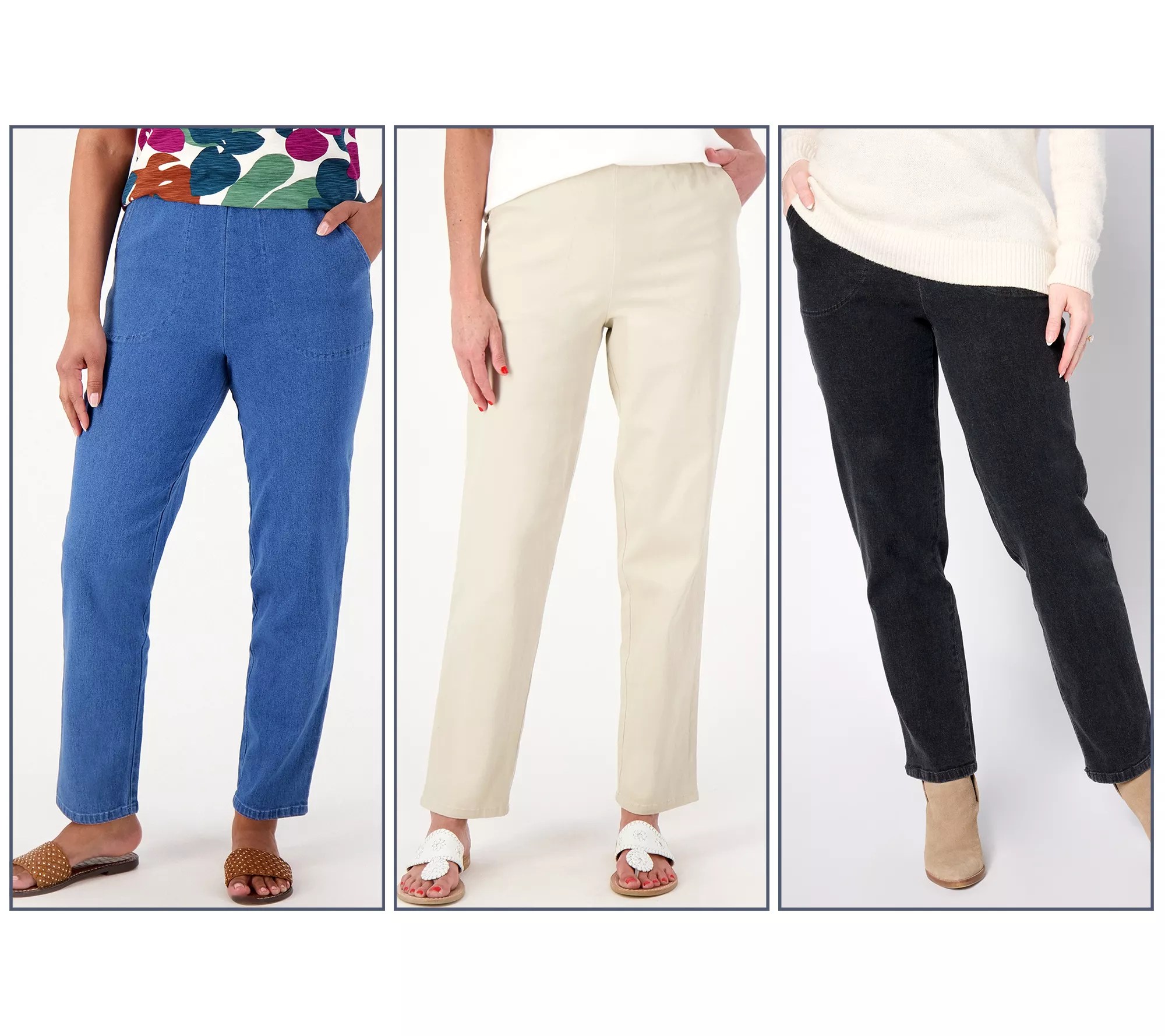 Denim & Co. Original Waist Stretch Side Pocket Pant