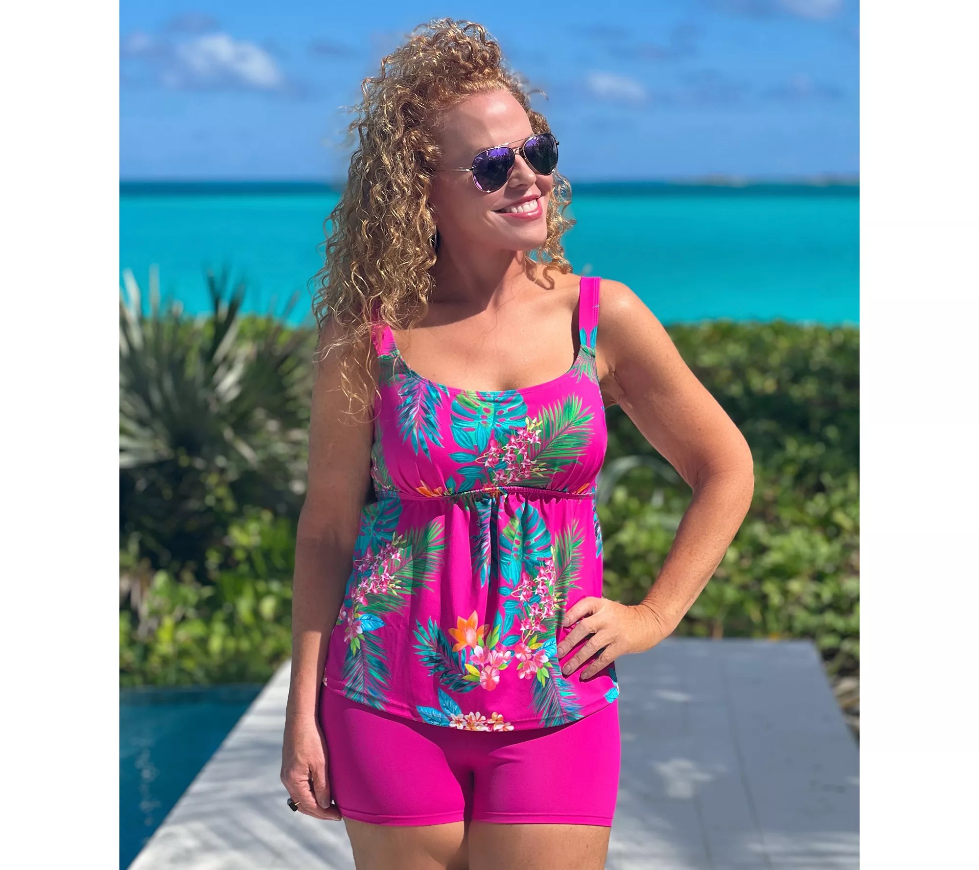 "As Is" Kim Gravel x Swimsuits For All Scoop Neck Tankini Set