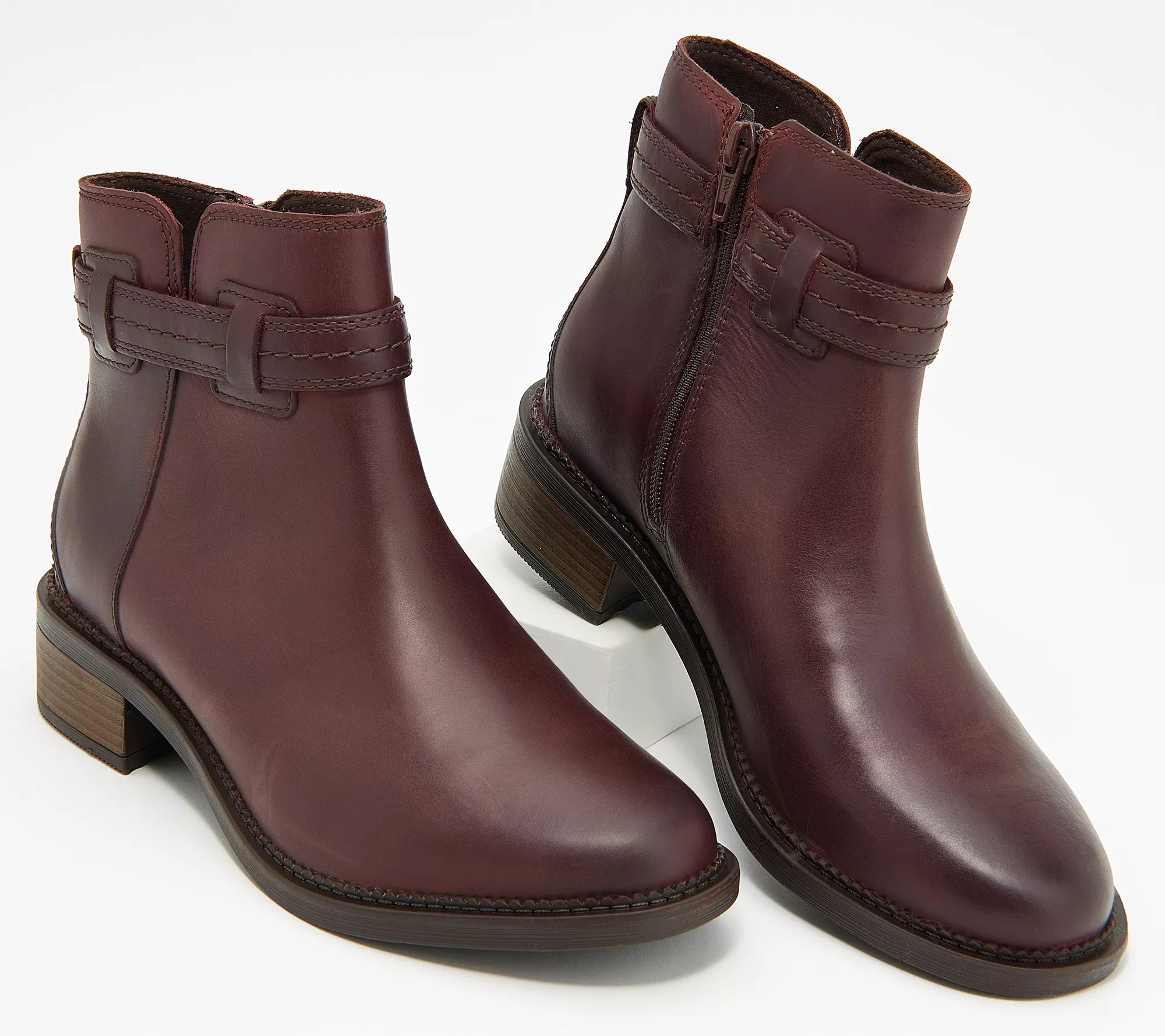 "As Is" Clarks Collection Leather Ankle Boots Maye Ease