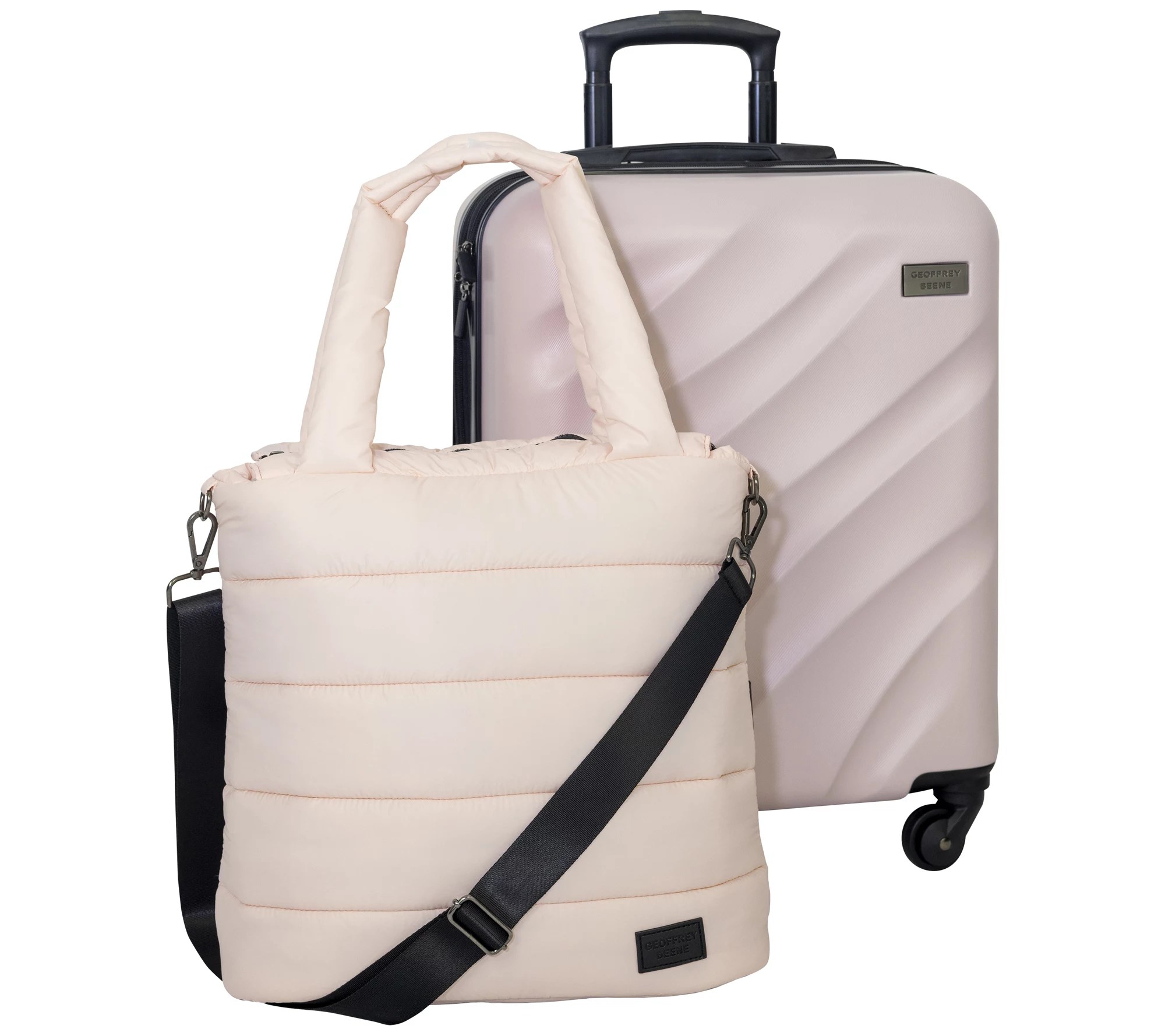 Geoffrey Beene Puffer Hardside 2 Pc Luggage Set, Blush