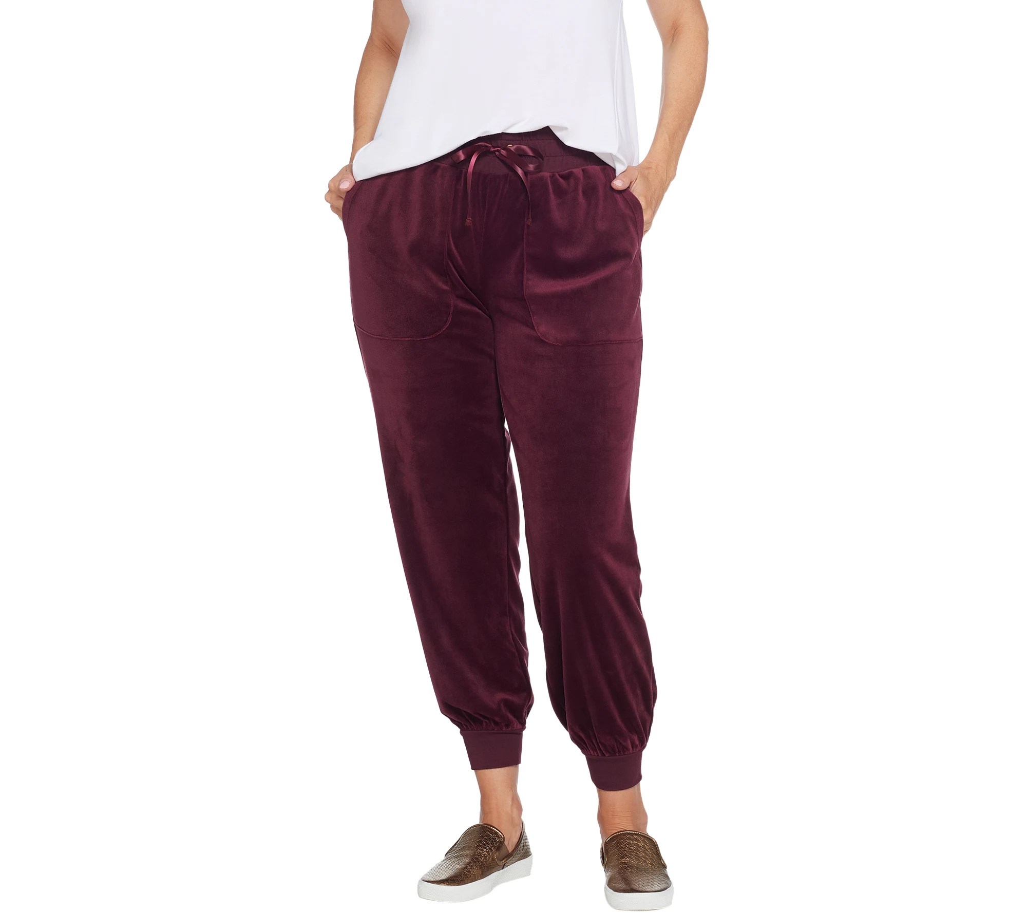 AnyBody Petite Velour Jogger Pants