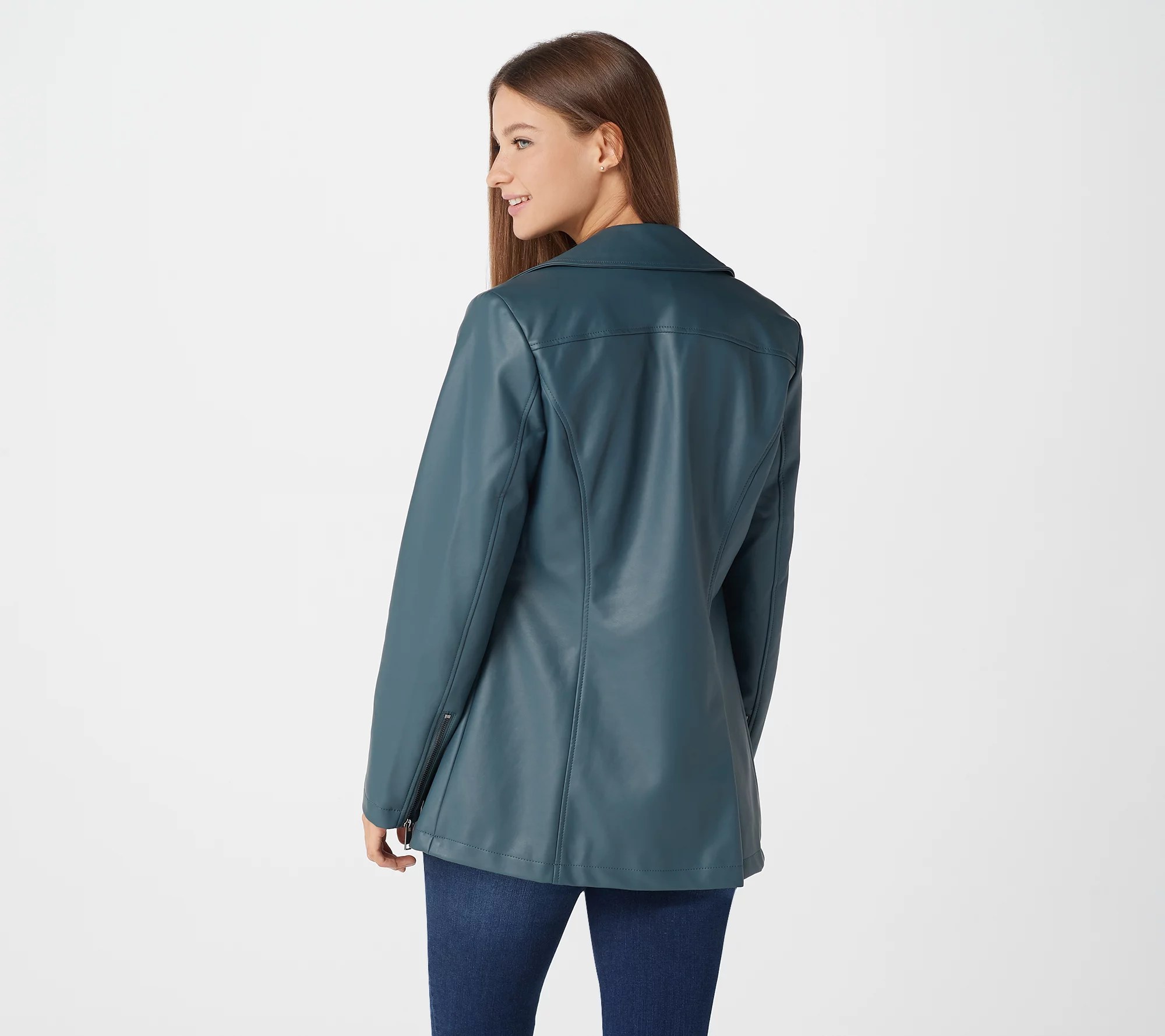 "As Is" Studio by Denim & Co. Faux Leather Long Moto Jacket