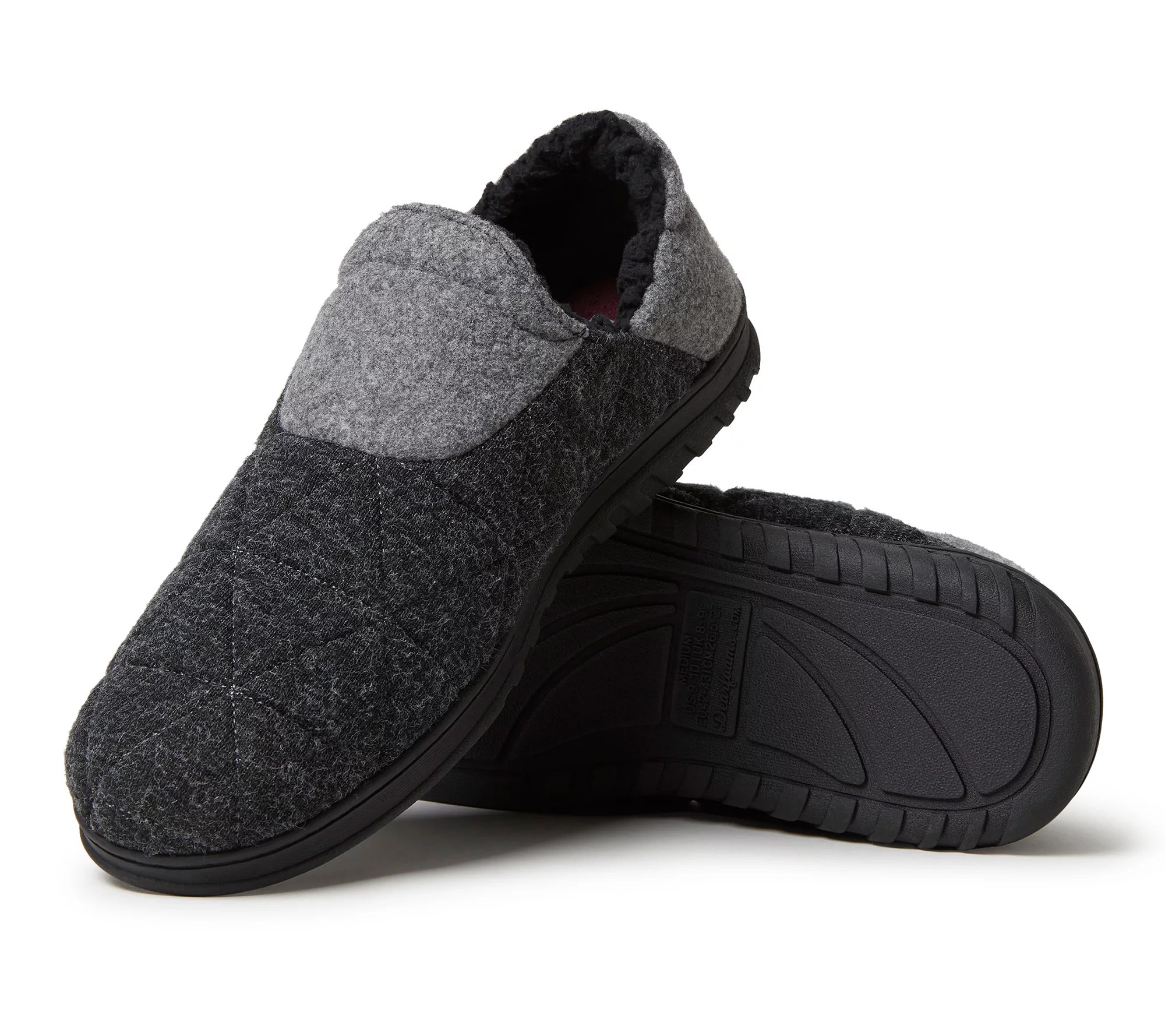 Dearfoams Men's Felted Microwool and Knit Closed Back Slippers
