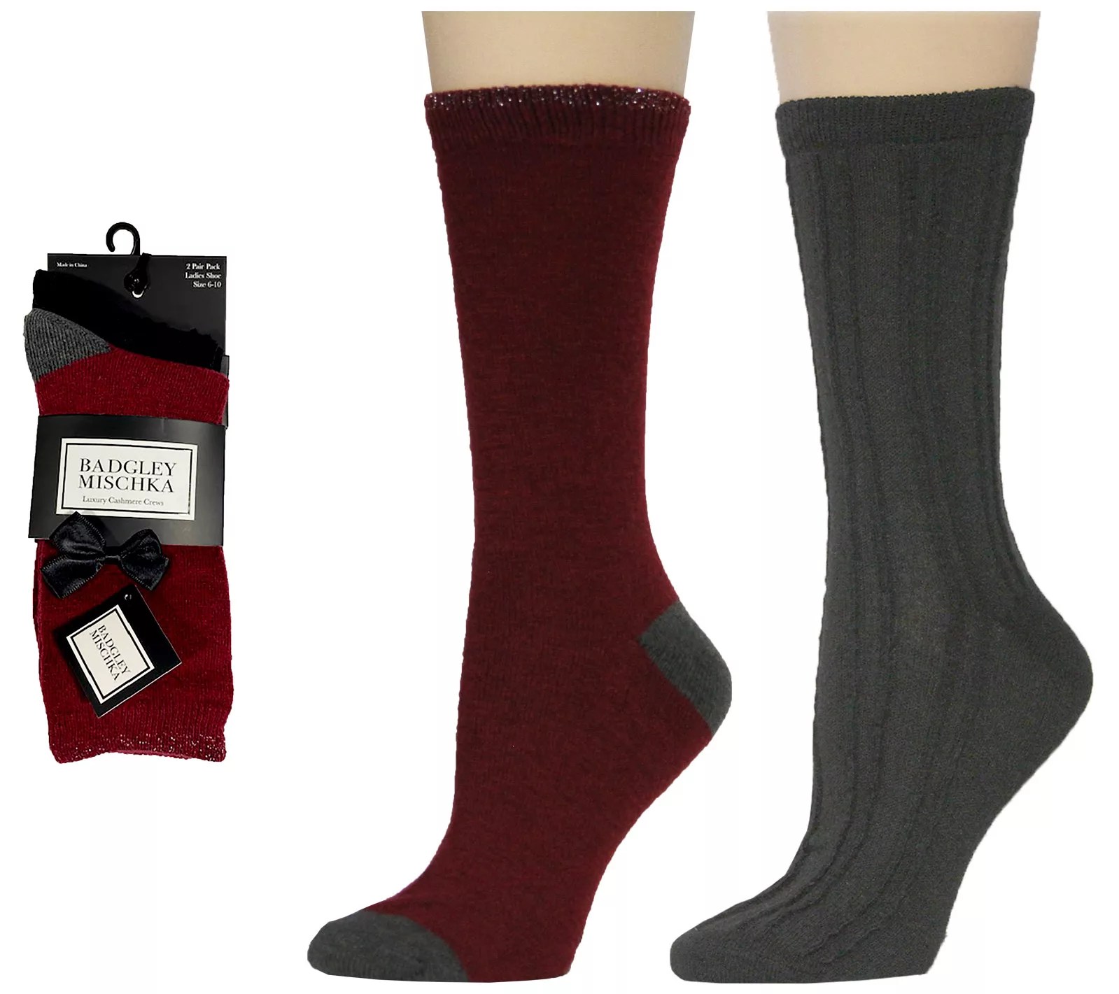 Badgley Mischka Lurex Wool Cashmere Blend Socks 2 Pair Pack