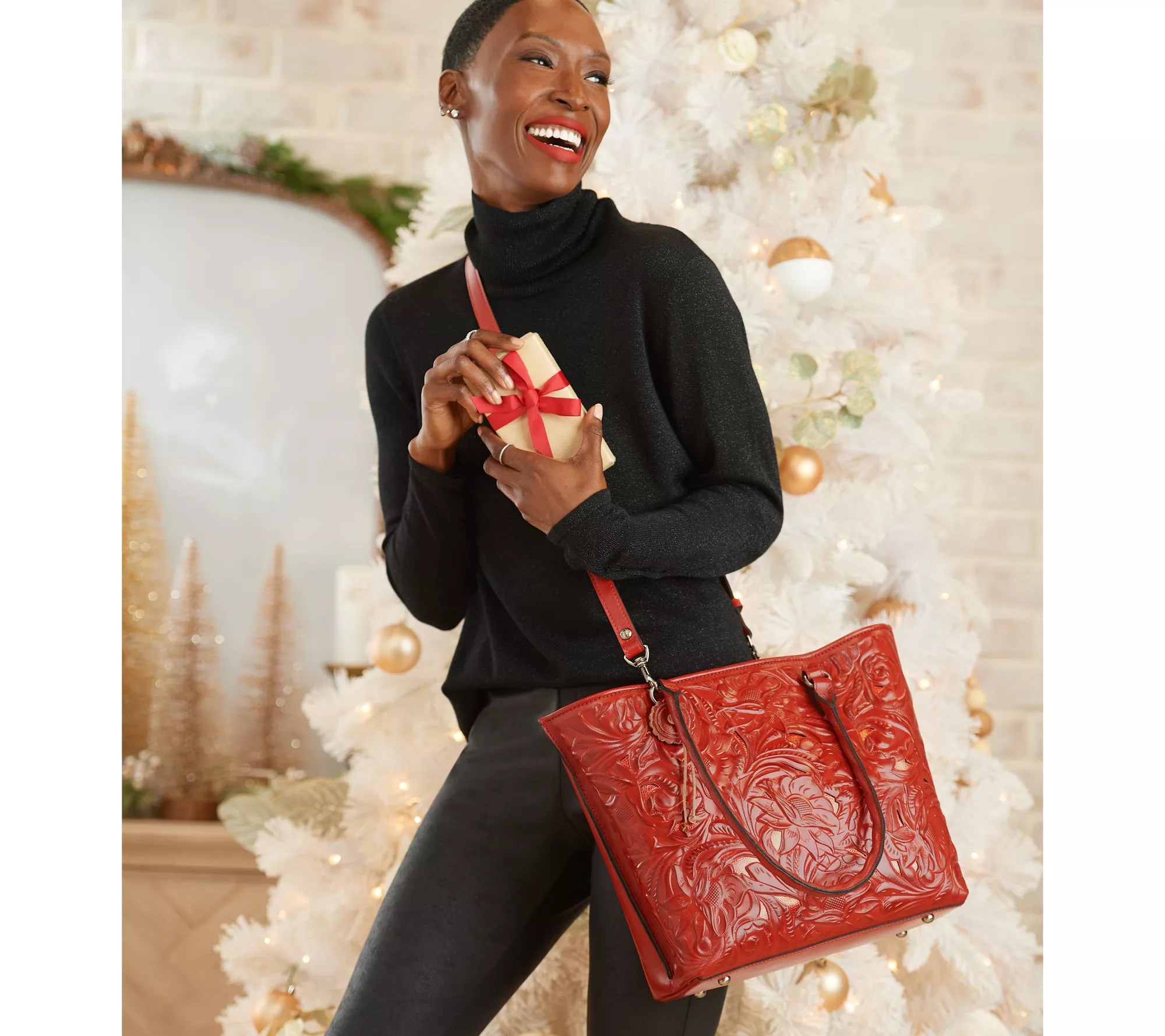 (QVC) Patricia Nash Leather Cutout Adeline Tote